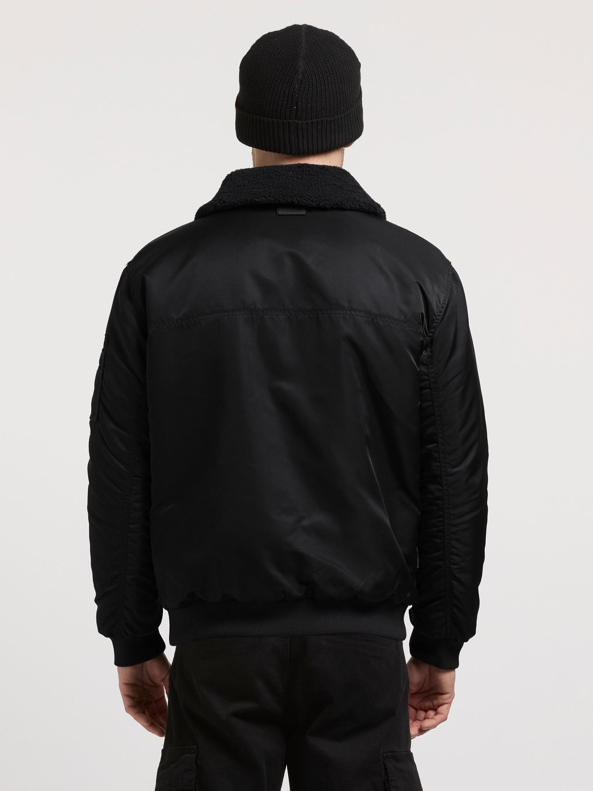Warme Bomberjacke mit abnehmbarem Kunstpelz-Besatz "Ground" Black