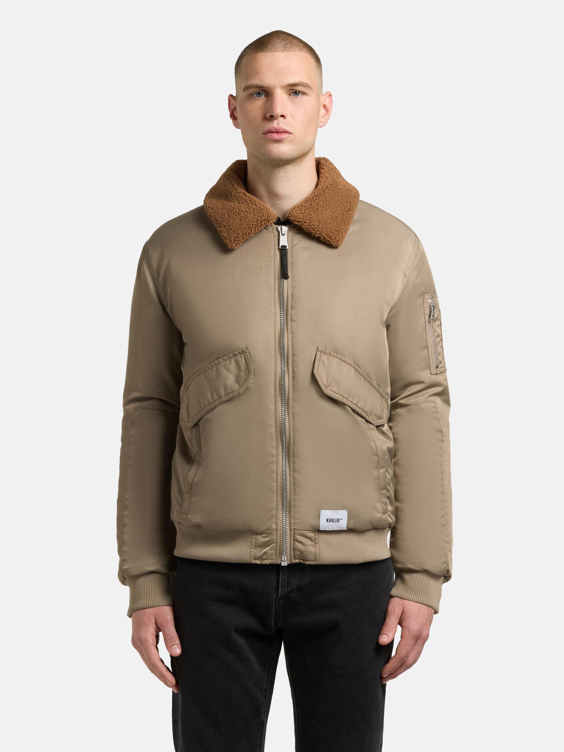 Warme Bomberjacke mit abnehmbarem Kunstpelz-Besatz "Ground" Bomber Beige