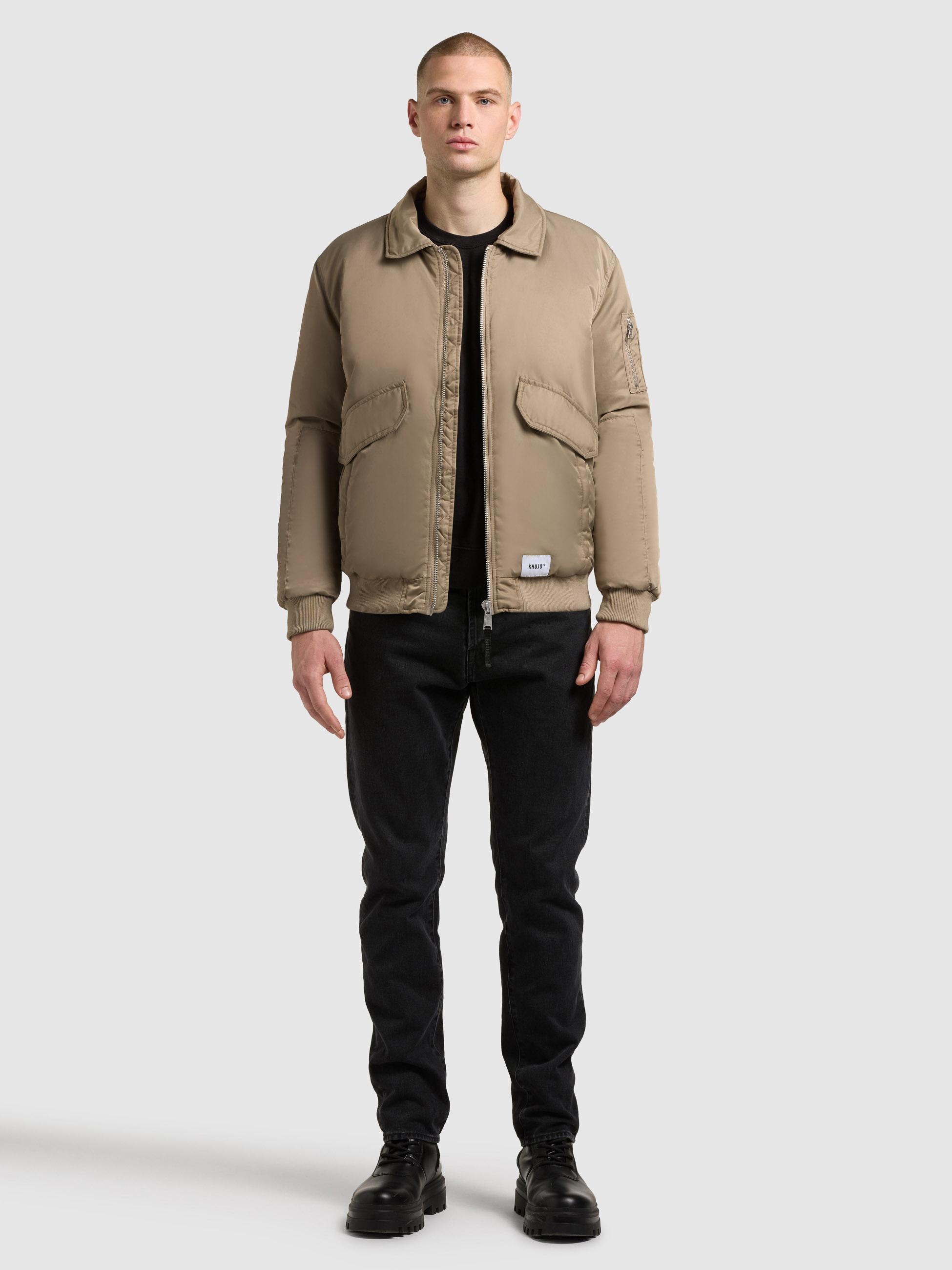 Warme Bomberjacke mit abnehmbarem Kunstpelz-Besatz "Ground" Bomber Beige