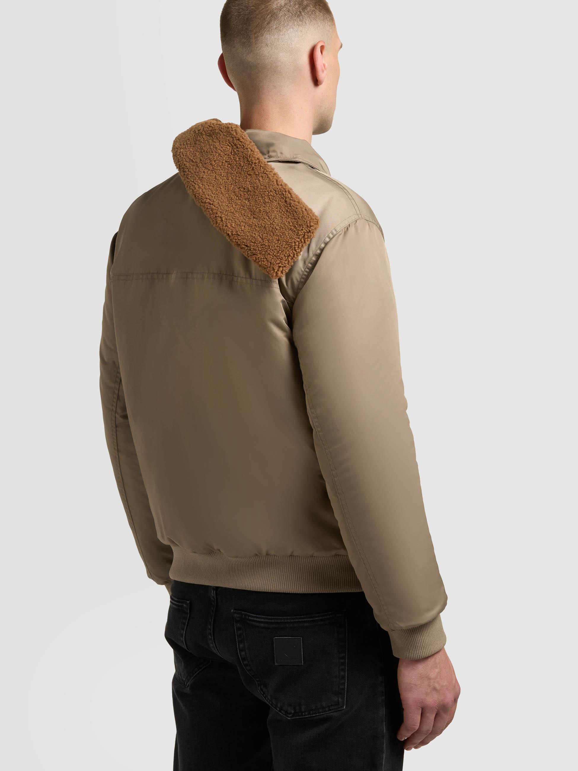 Warme Bomberjacke mit abnehmbarem Kunstpelz-Besatz "Ground" Bomber Beige
