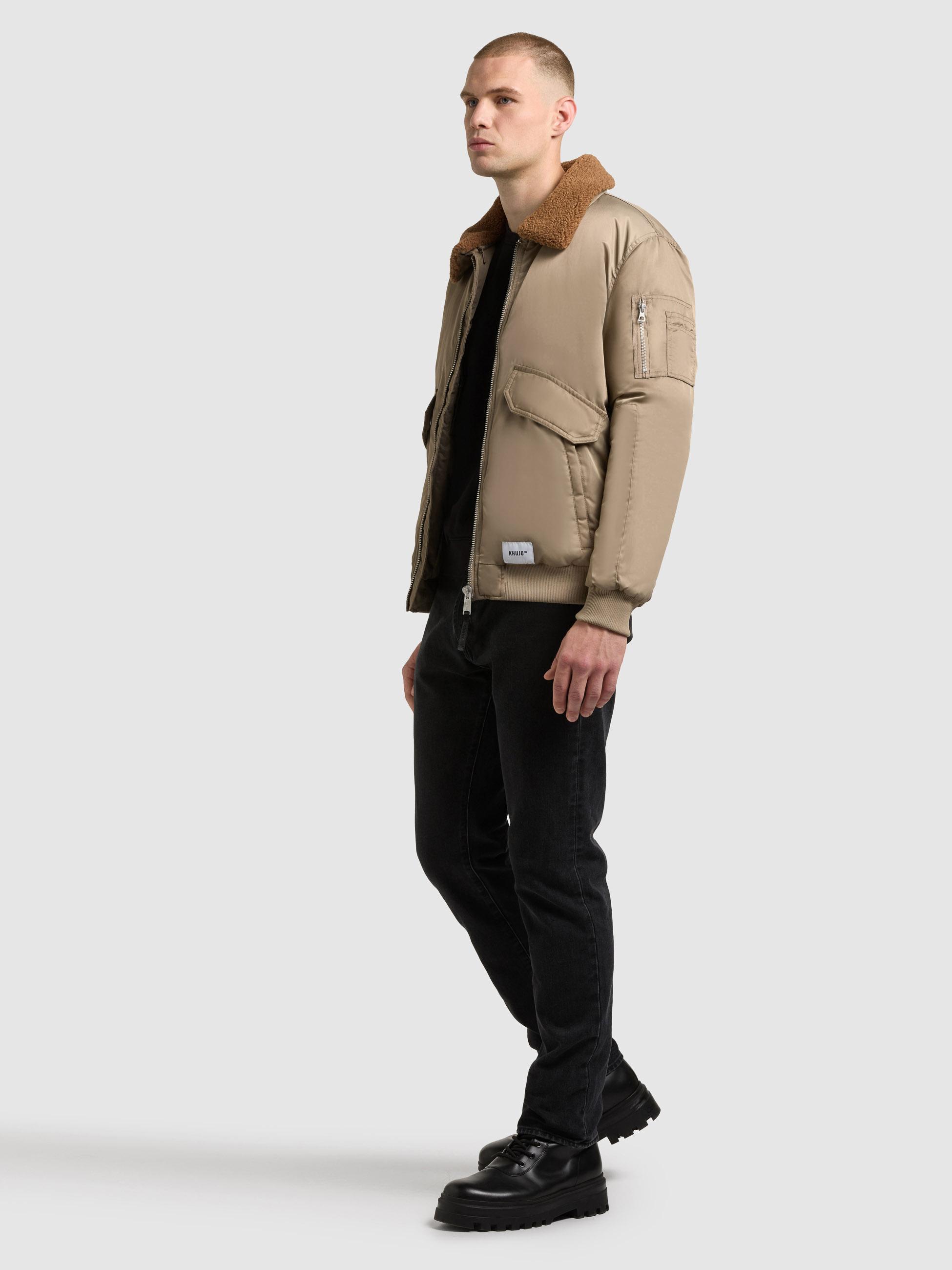Warme Bomberjacke mit abnehmbarem Kunstpelz-Besatz "Ground" Bomber Beige