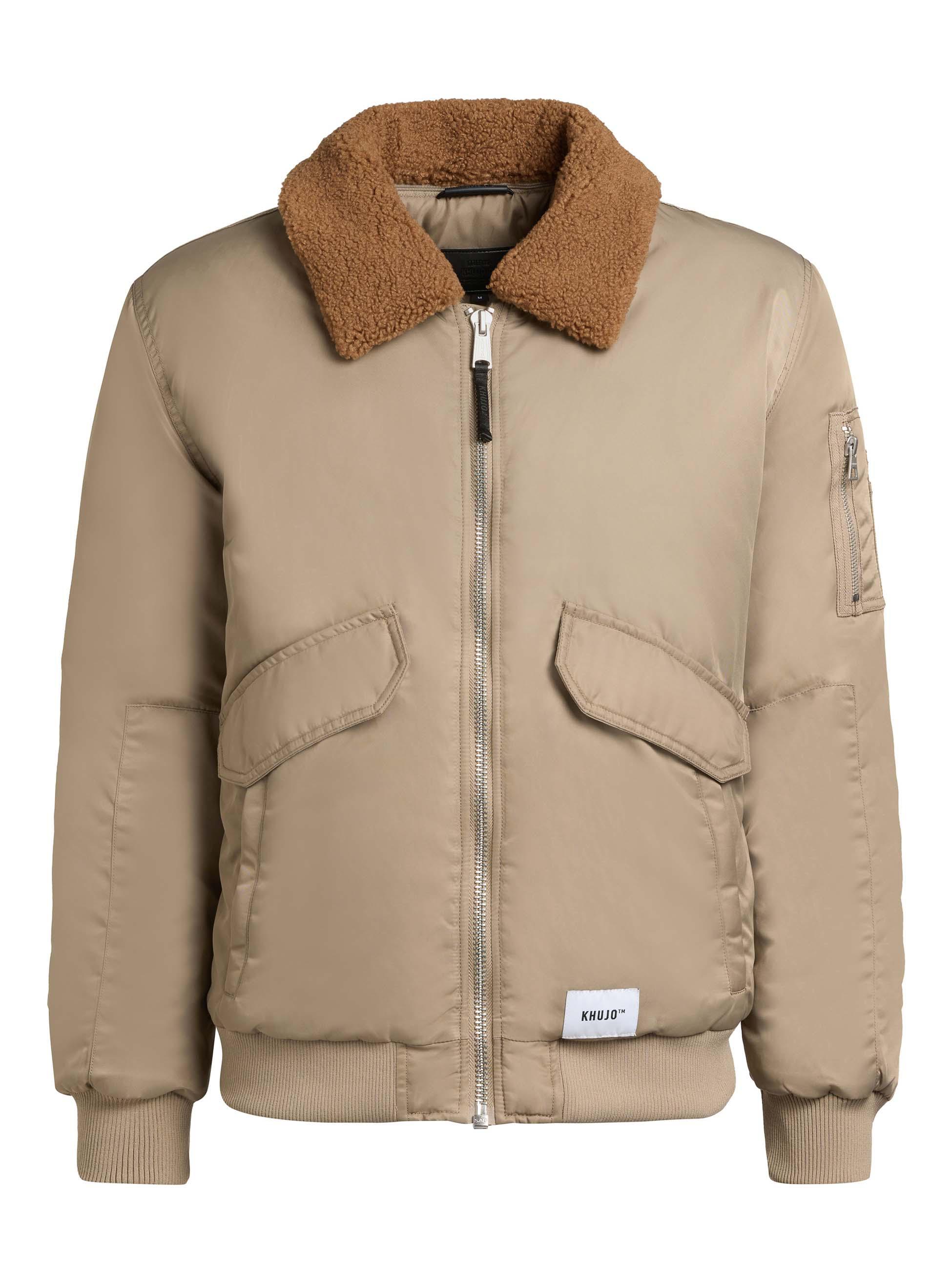 Warme Bomberjacke mit abnehmbarem Kunstpelz-Besatz "Ground" Bomber Beige