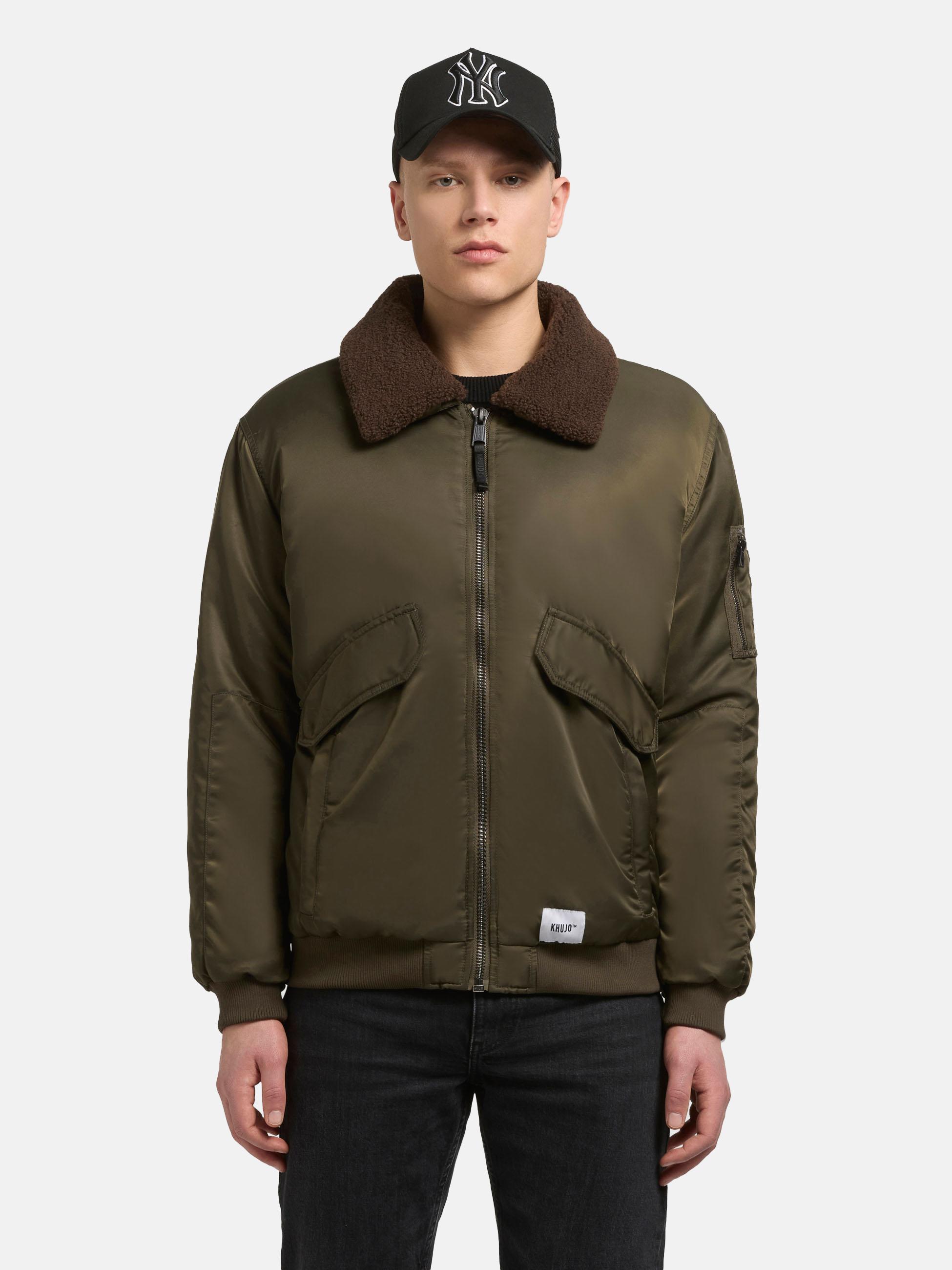 Warme Bomberjacke mit abnehmbarem Kunstpelz-Besatz "Ground" Forest Green
