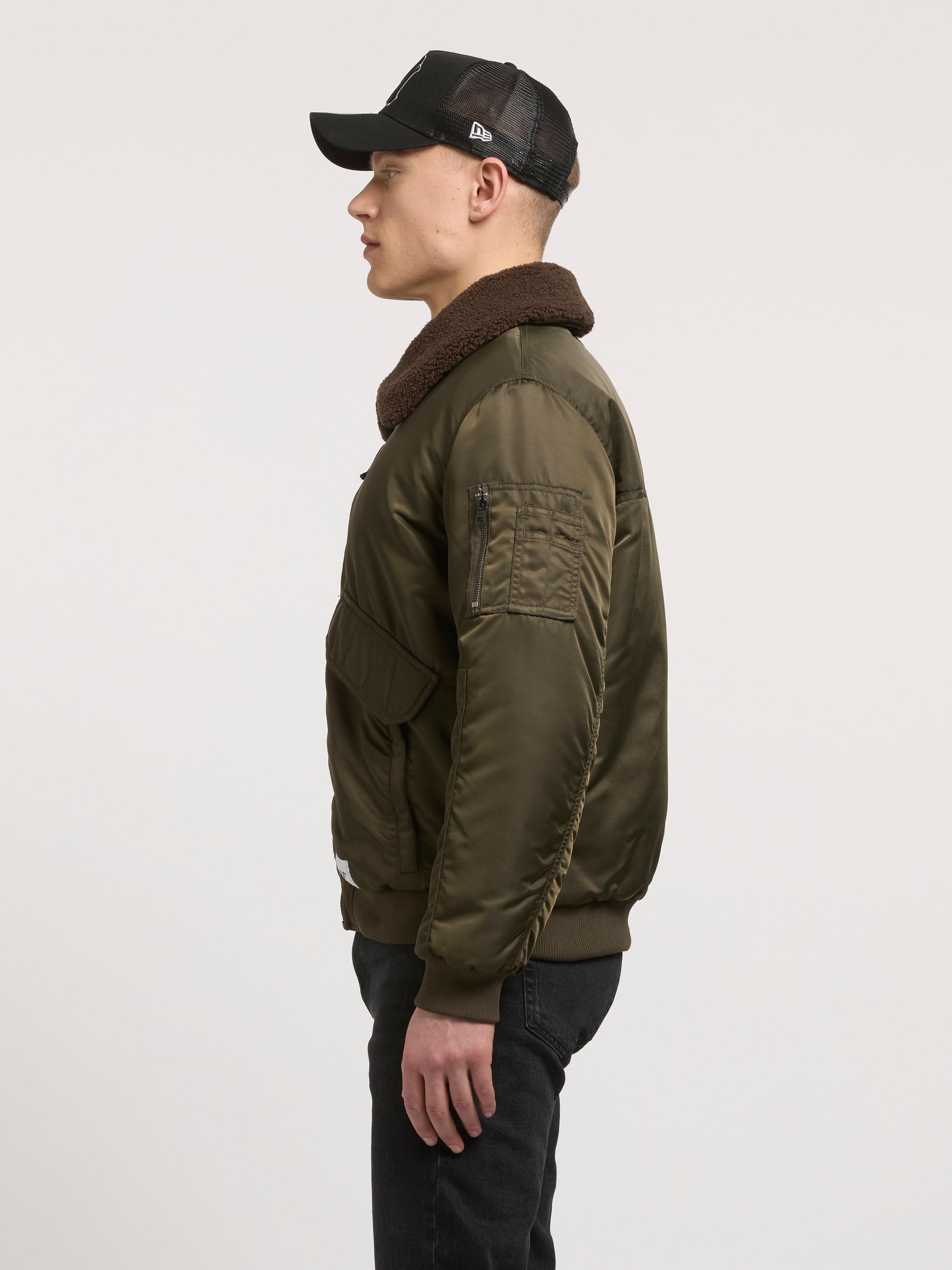 Warme Bomberjacke mit abnehmbarem Kunstpelz-Besatz "Ground" Forest Green