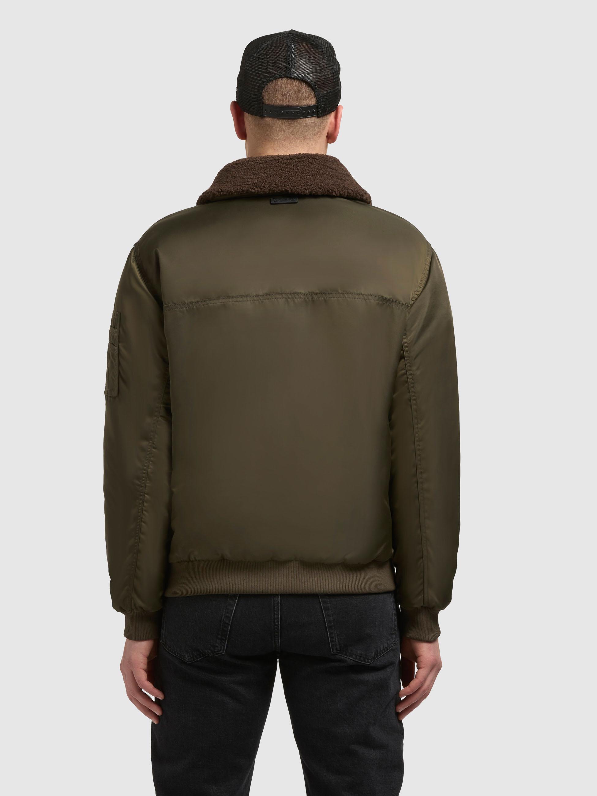 Warme Bomberjacke mit abnehmbarem Kunstpelz-Besatz "Ground" Forest Green