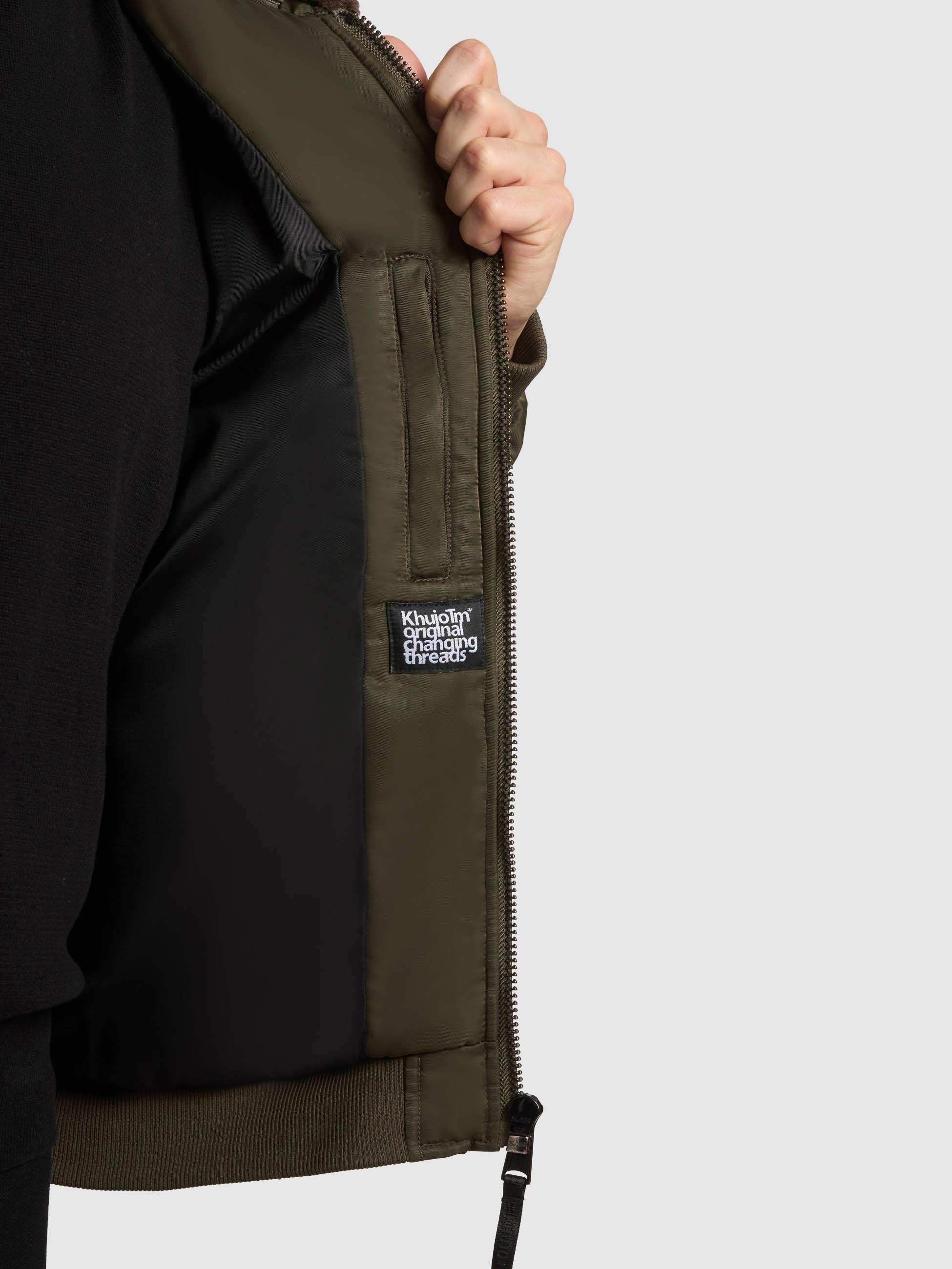 Warme Bomberjacke mit abnehmbarem Kunstpelz-Besatz "Ground" Forest Green