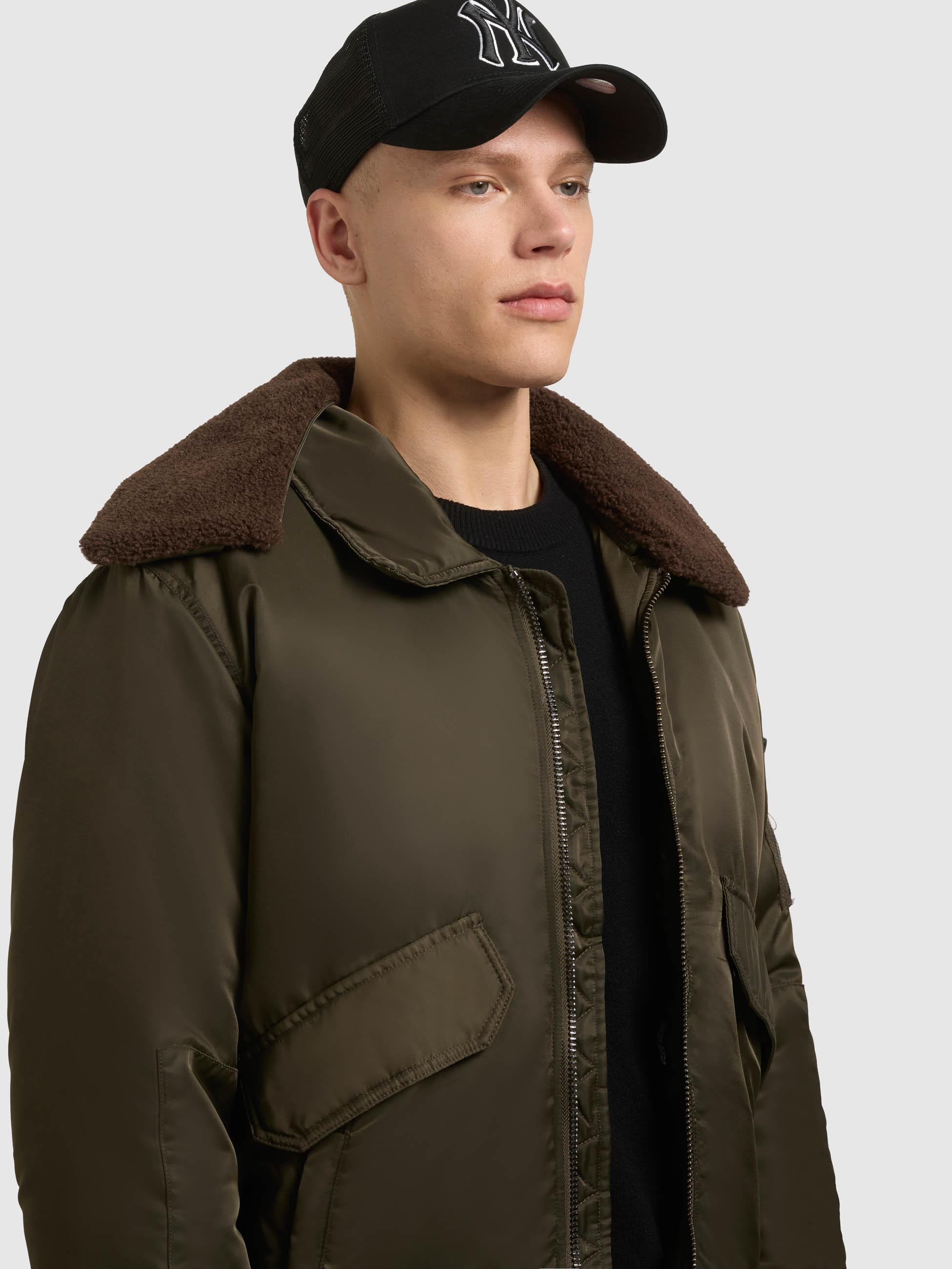 Warme Bomberjacke mit abnehmbarem Kunstpelz-Besatz "Ground" Forest Green