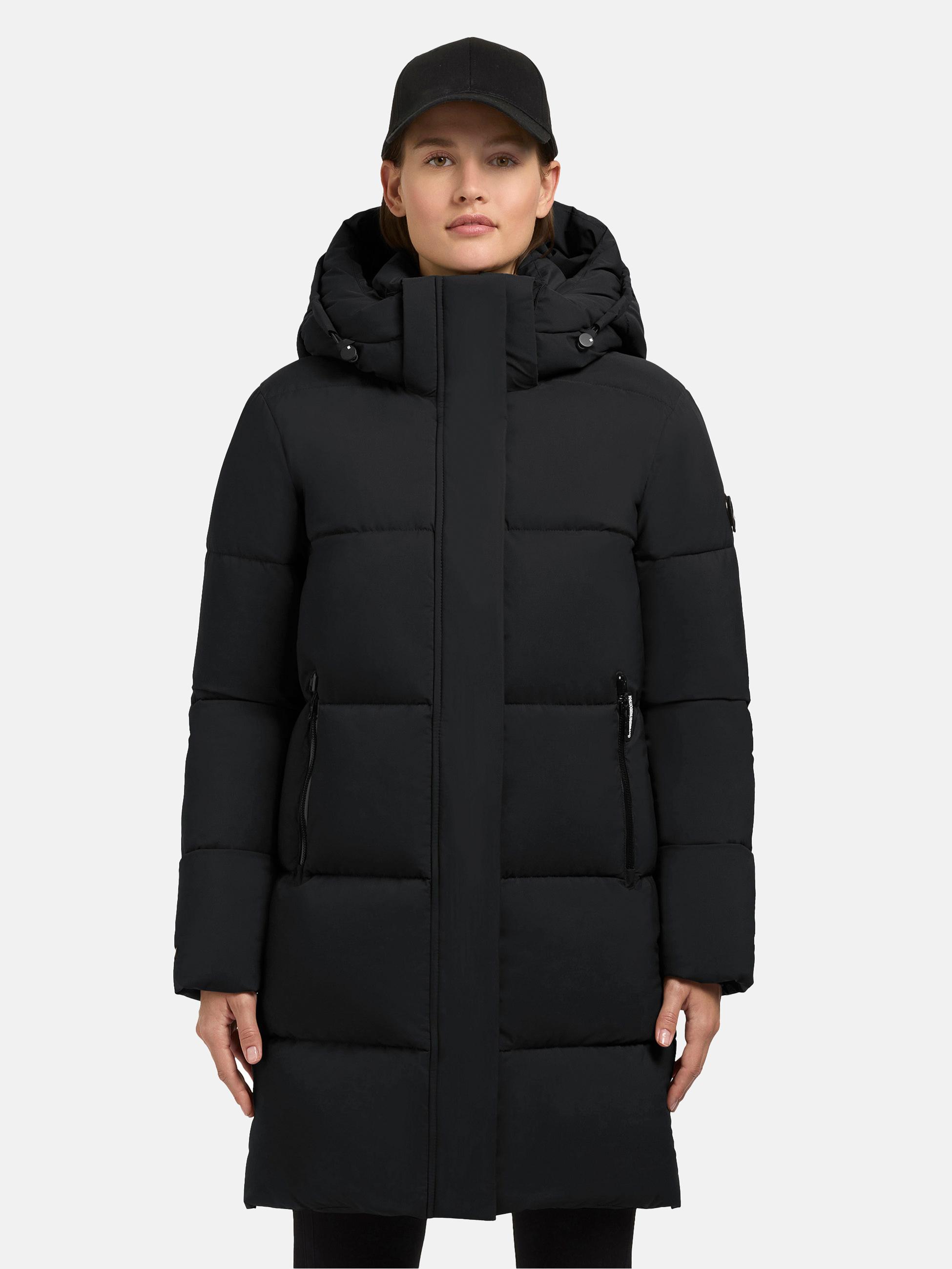 Gesteppter Winter Kurzmantel mit abnehmbarer Kapuze "Haya Matt-YM" Black