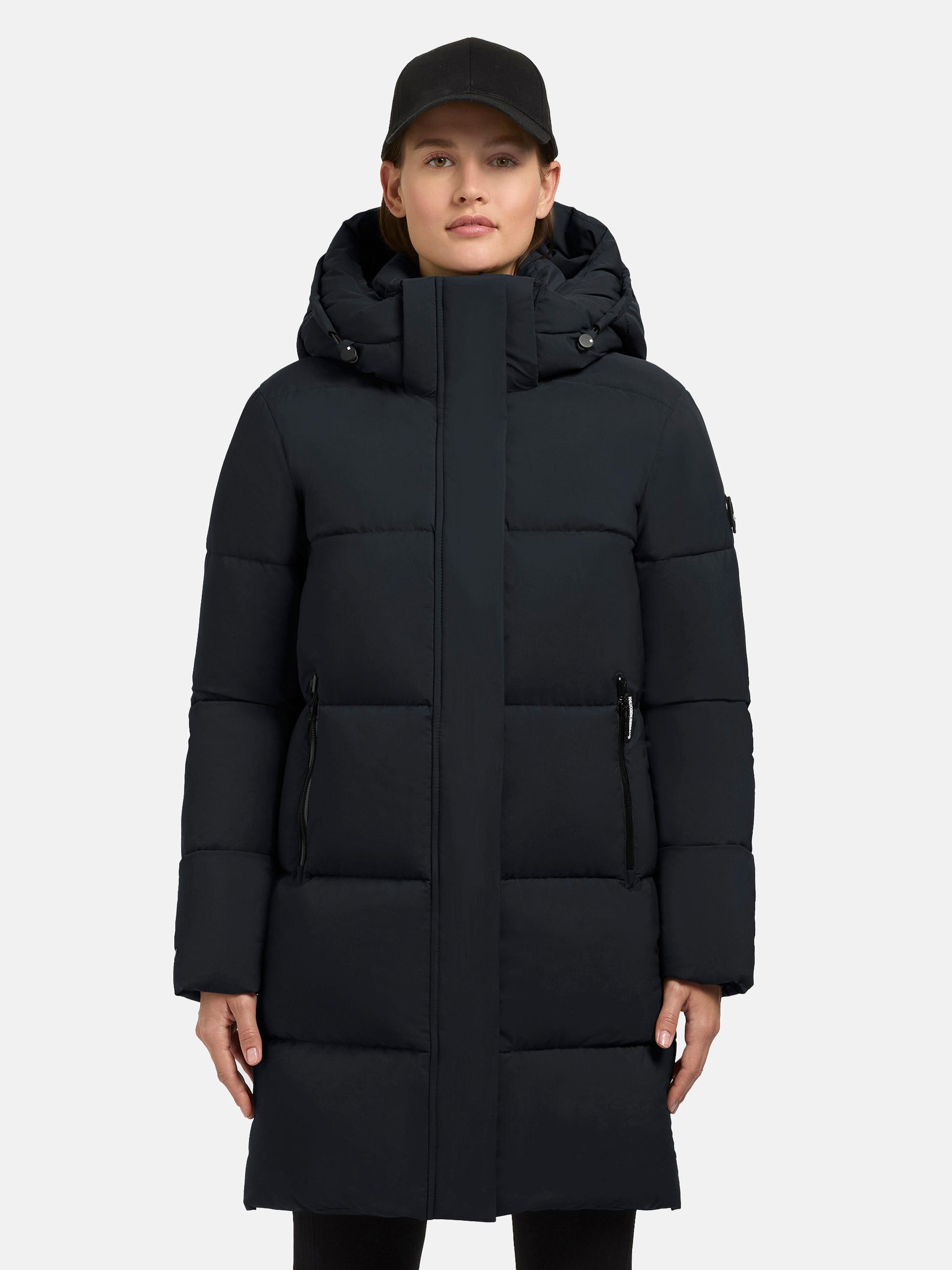 Gesteppter Winter Kurzmantel mit abnehmbarer Kapuze "Haya Matt-YM" Dark Navy