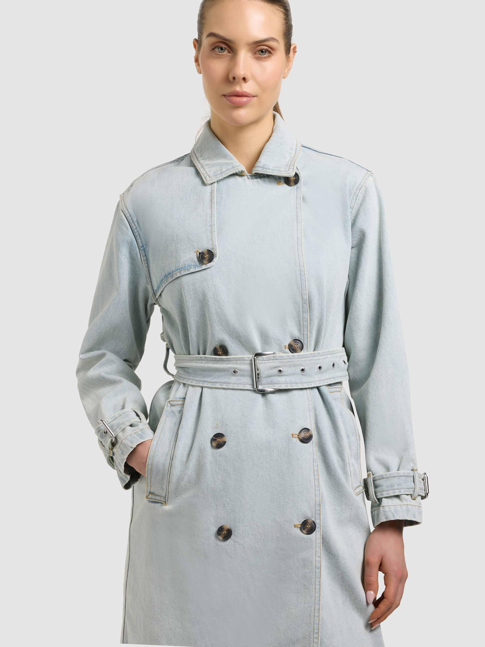 Trenchcoat aus Jeans "Hera" Bleached Blue