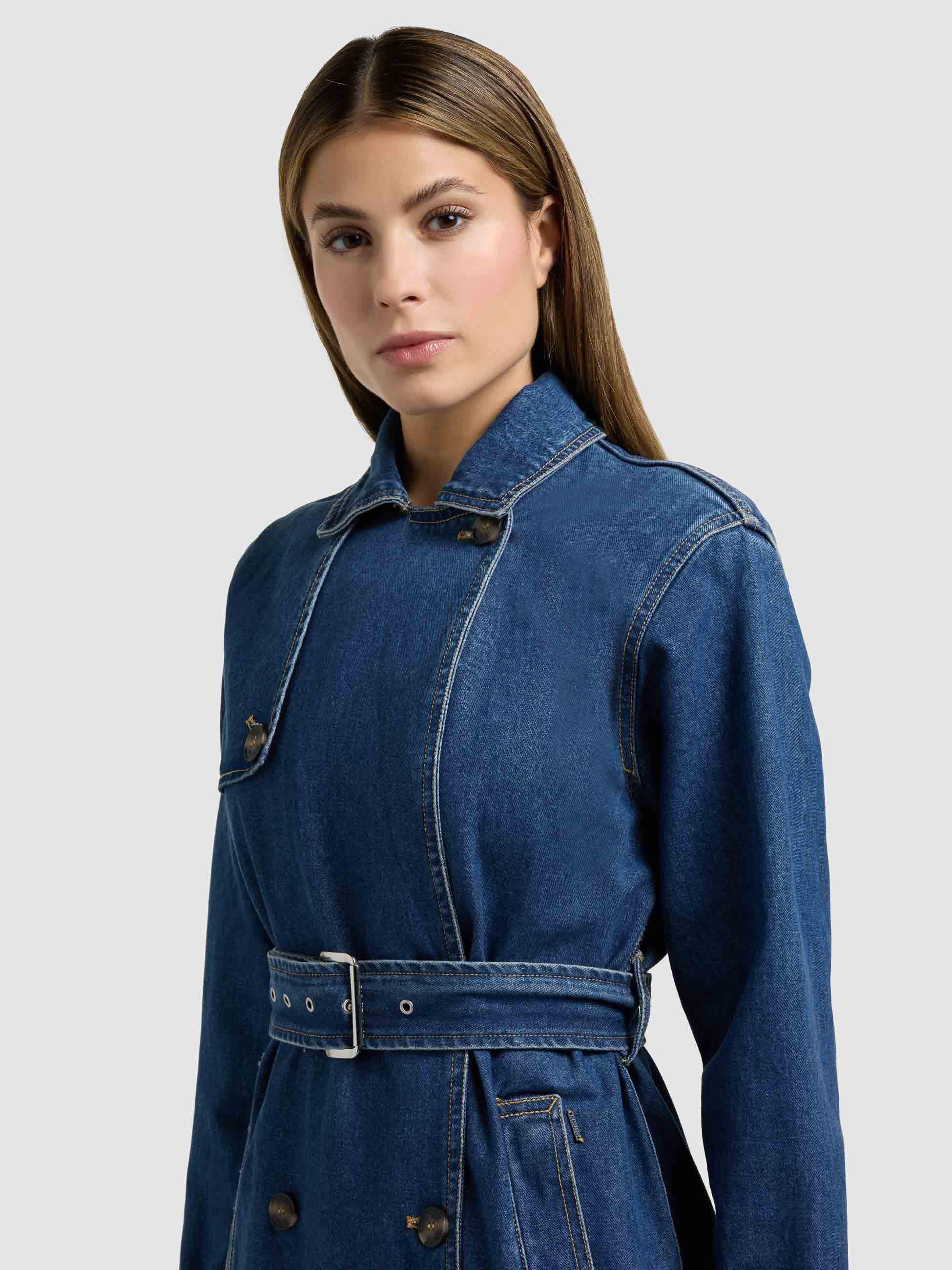 Trenchcoat aus Jeans "Hera" Mid Blue