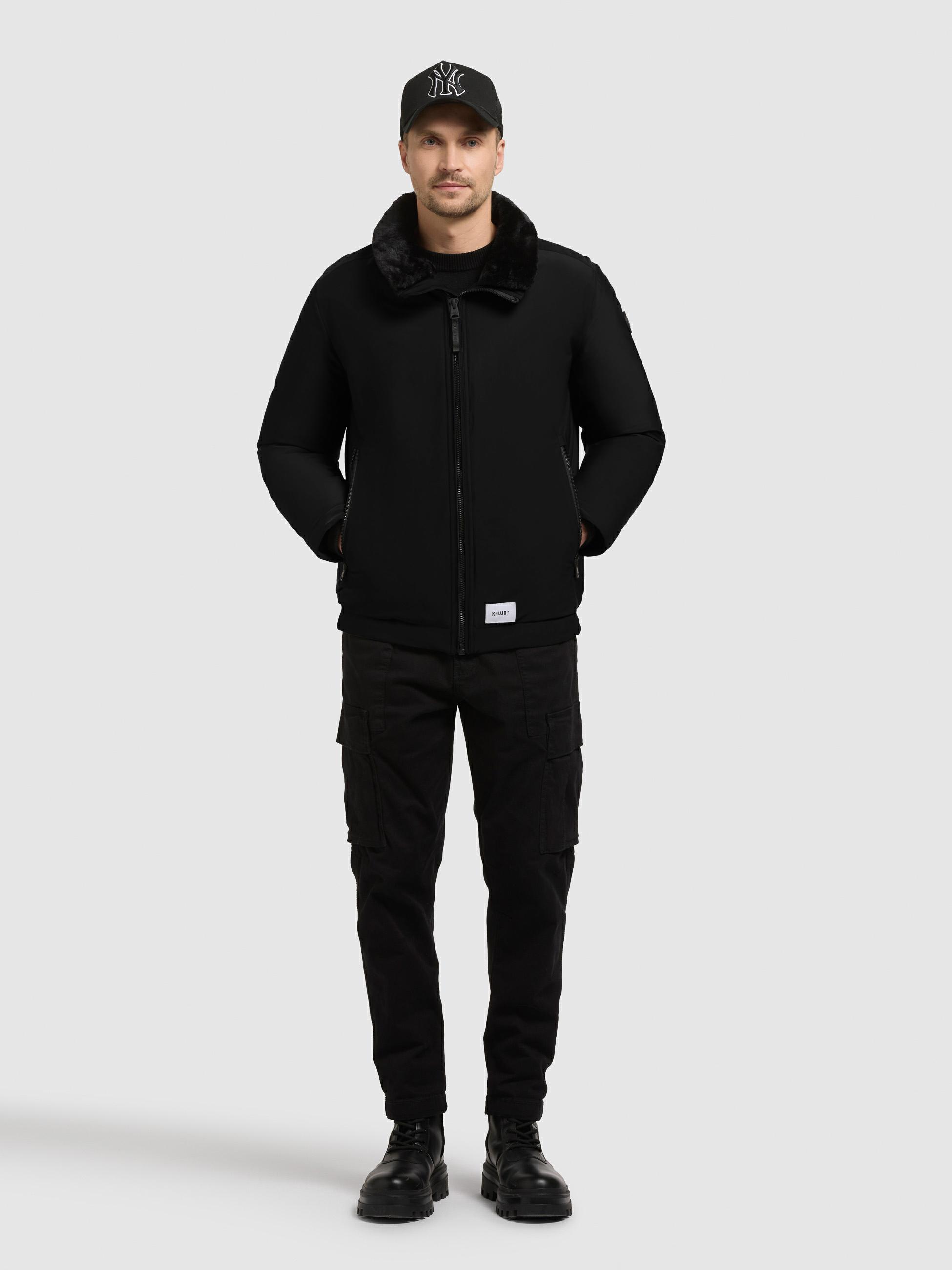 Winterjacke mit abnhembarem Kunstfell-Kragen "Huey" Black