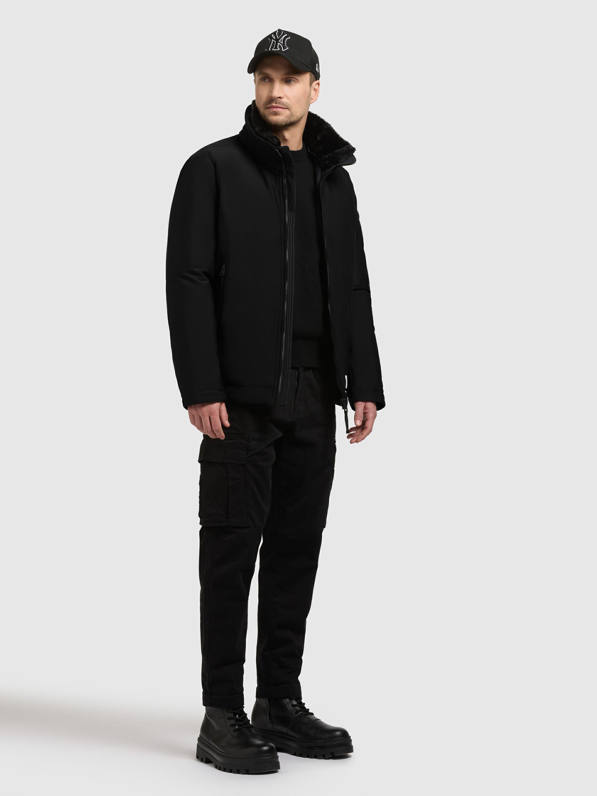 Winterjacke mit abnhembarem Kunstfell-Kragen "Huey" Black