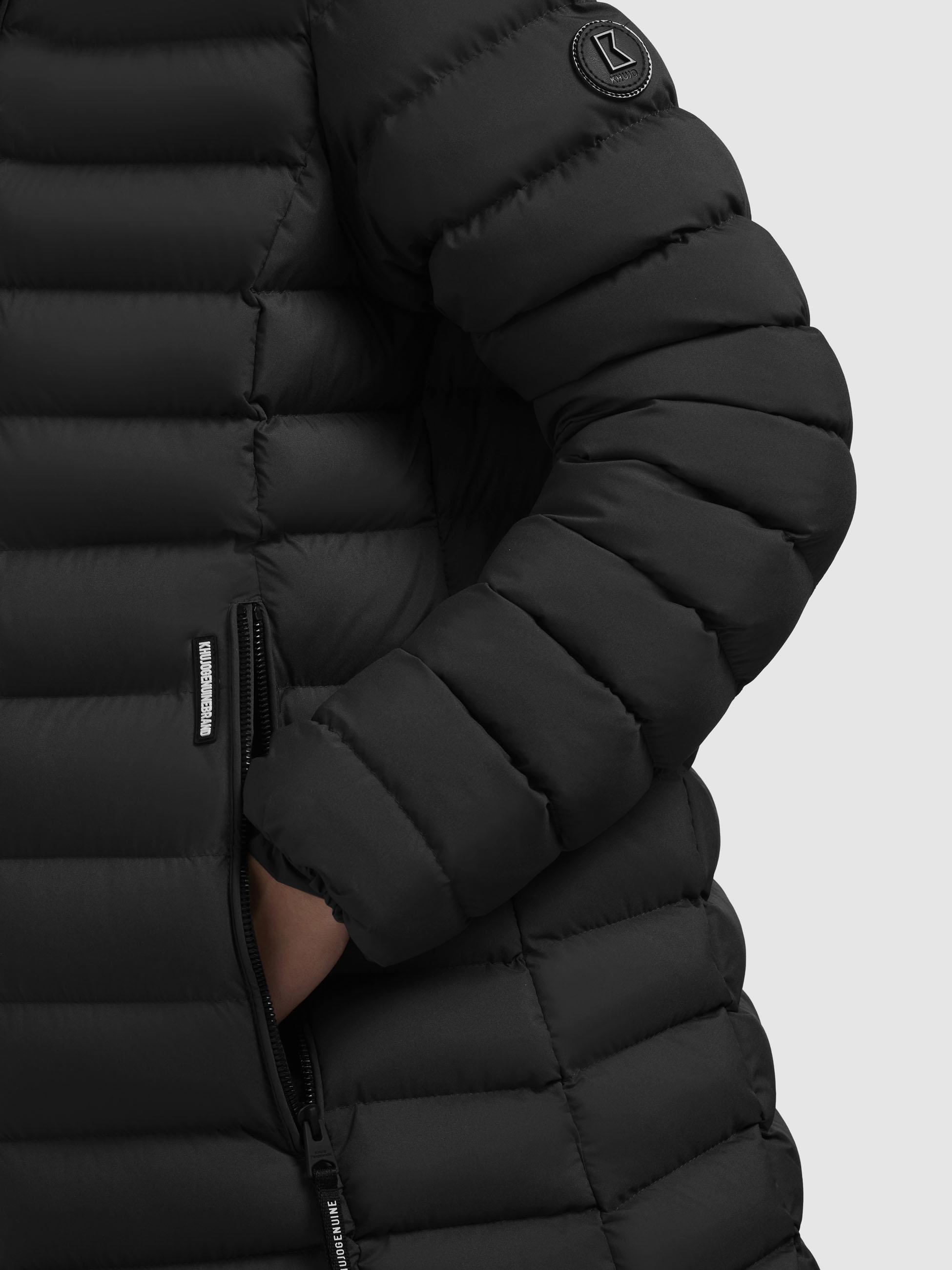 Wintermantel warmer Steppmantel lang mit hohem Kragen und großer Kapuze "Imes-YM" Black