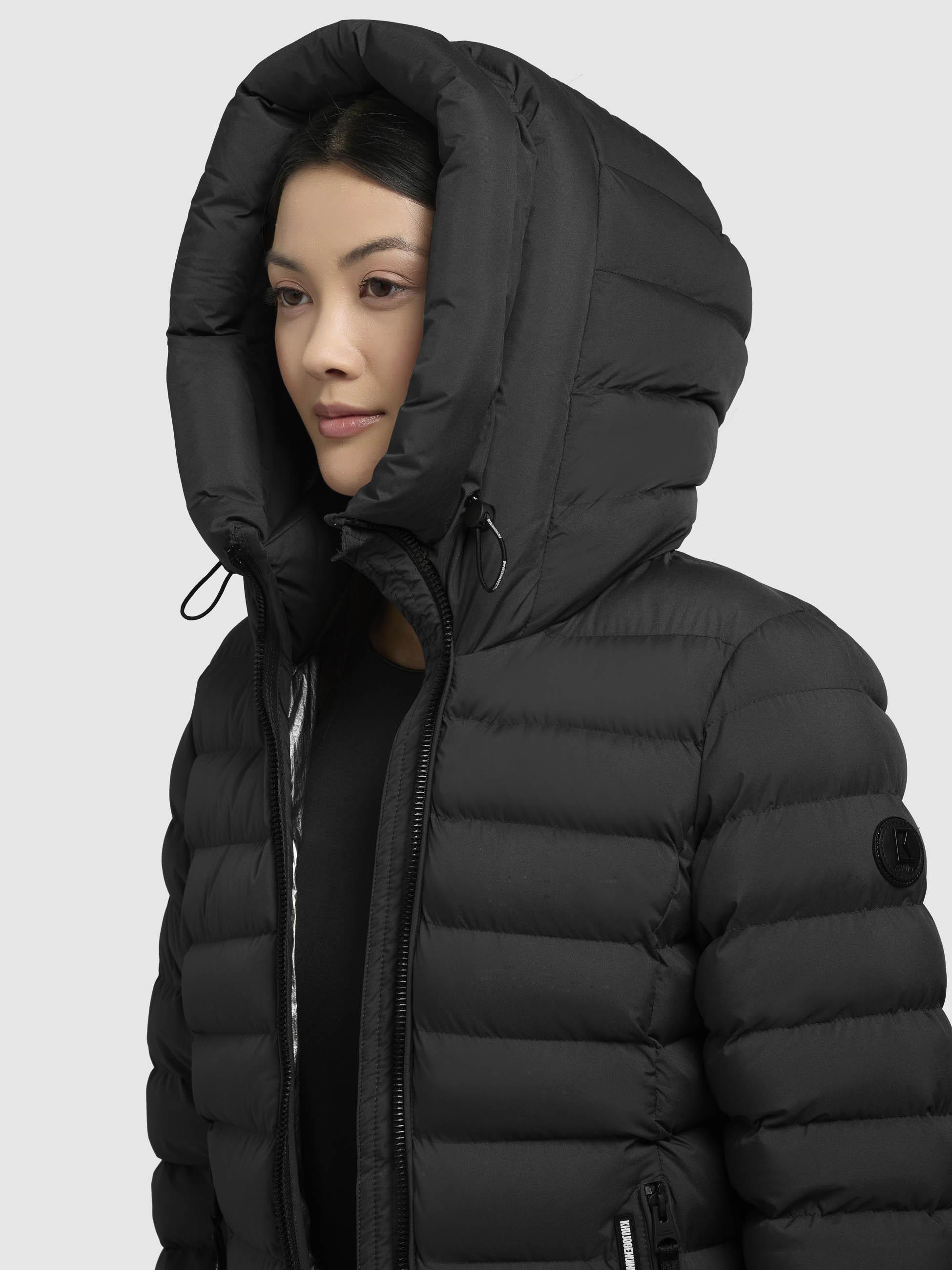 Wintermantel warmer Steppmantel lang mit hohem Kragen und großer Kapuze "Imes-YM" Black