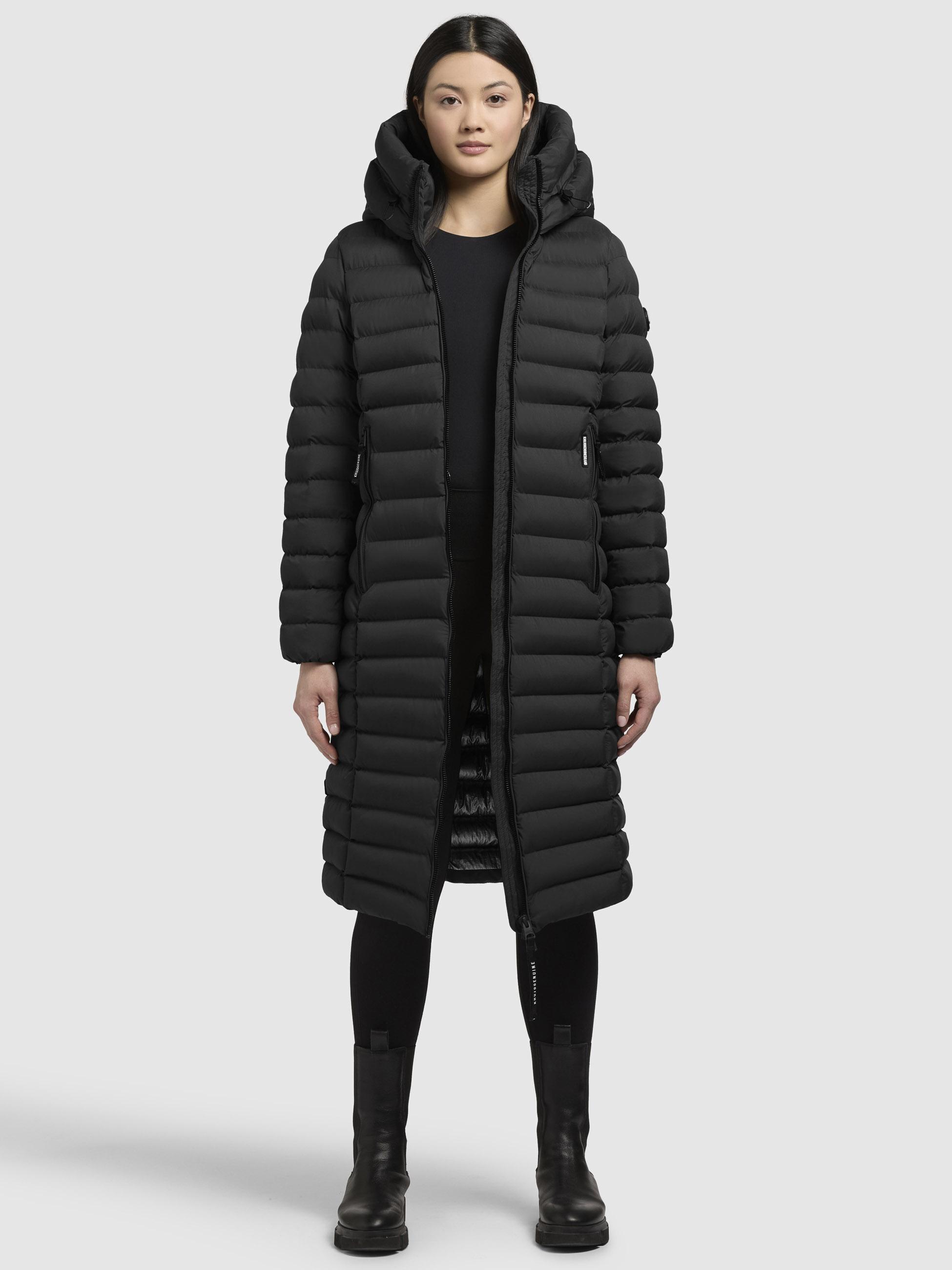 Wintermantel warmer Steppmantel lang mit hohem Kragen und großer Kapuze "Imes-YM" Black