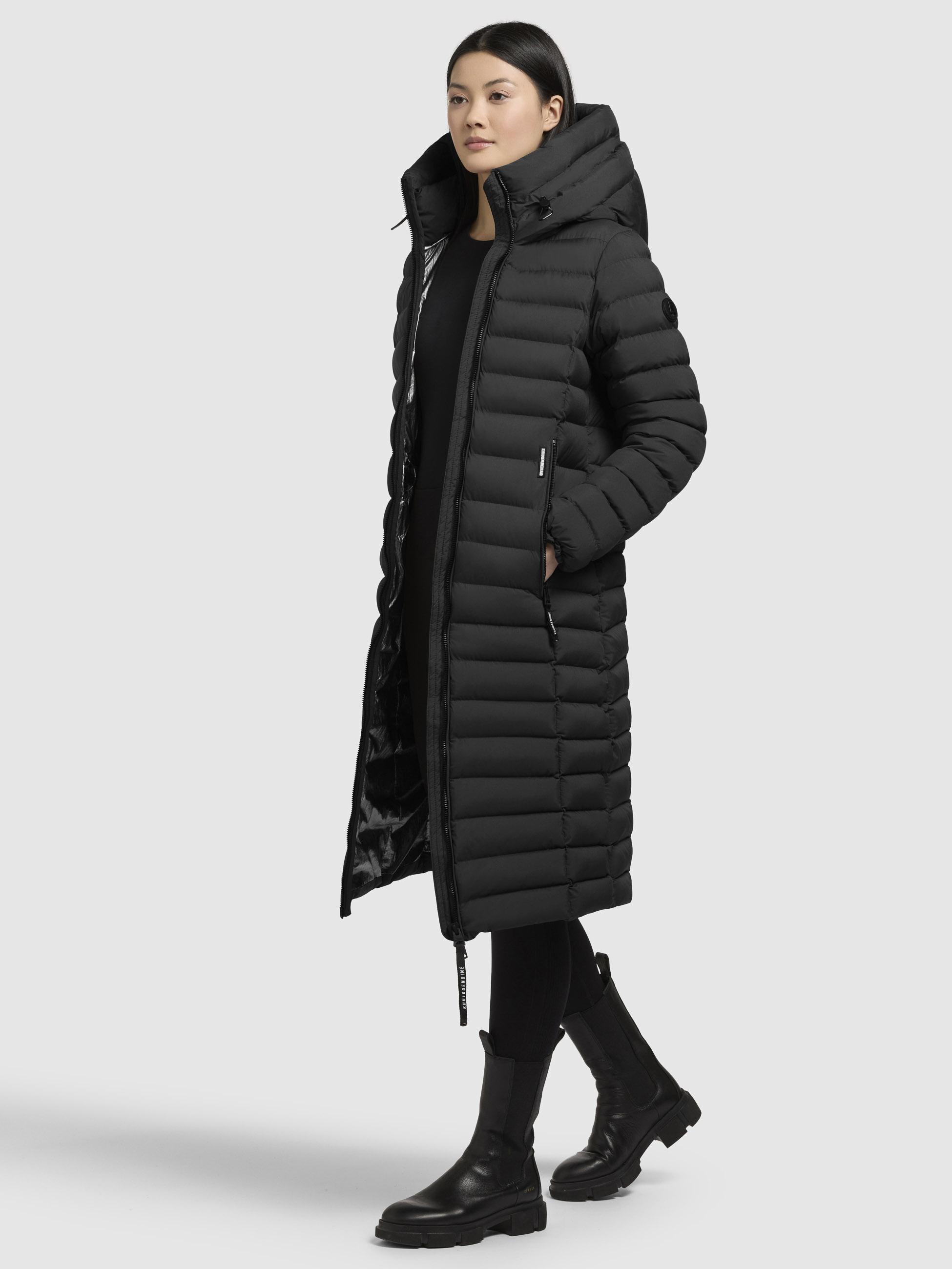 Wintermantel warmer Steppmantel lang mit hohem Kragen und großer Kapuze "Imes-YM" Black