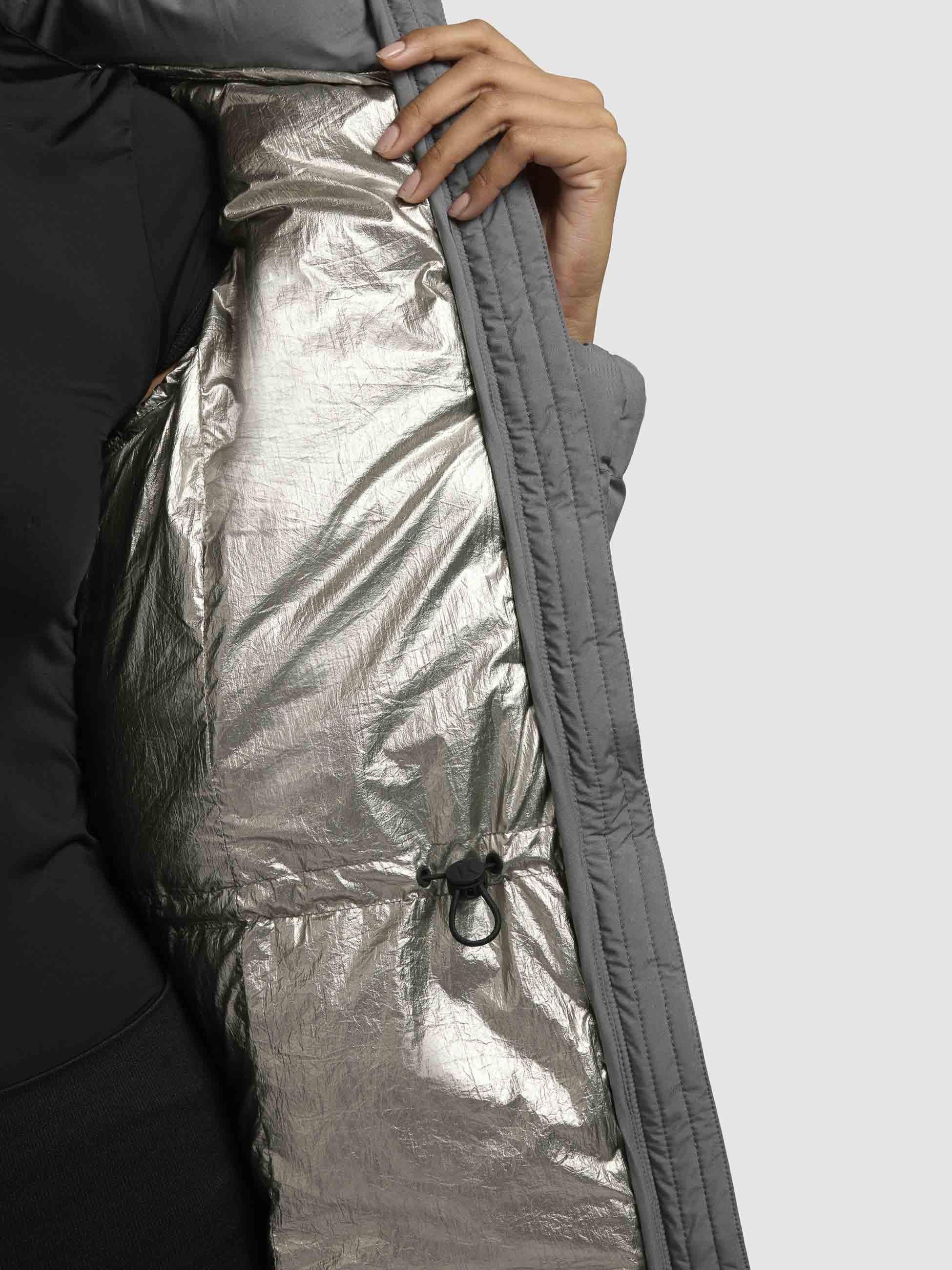 Wintermantel warmer Steppmantel lang mit hohem Kragen und großer Kapuze "Imes-YM" Road Blue