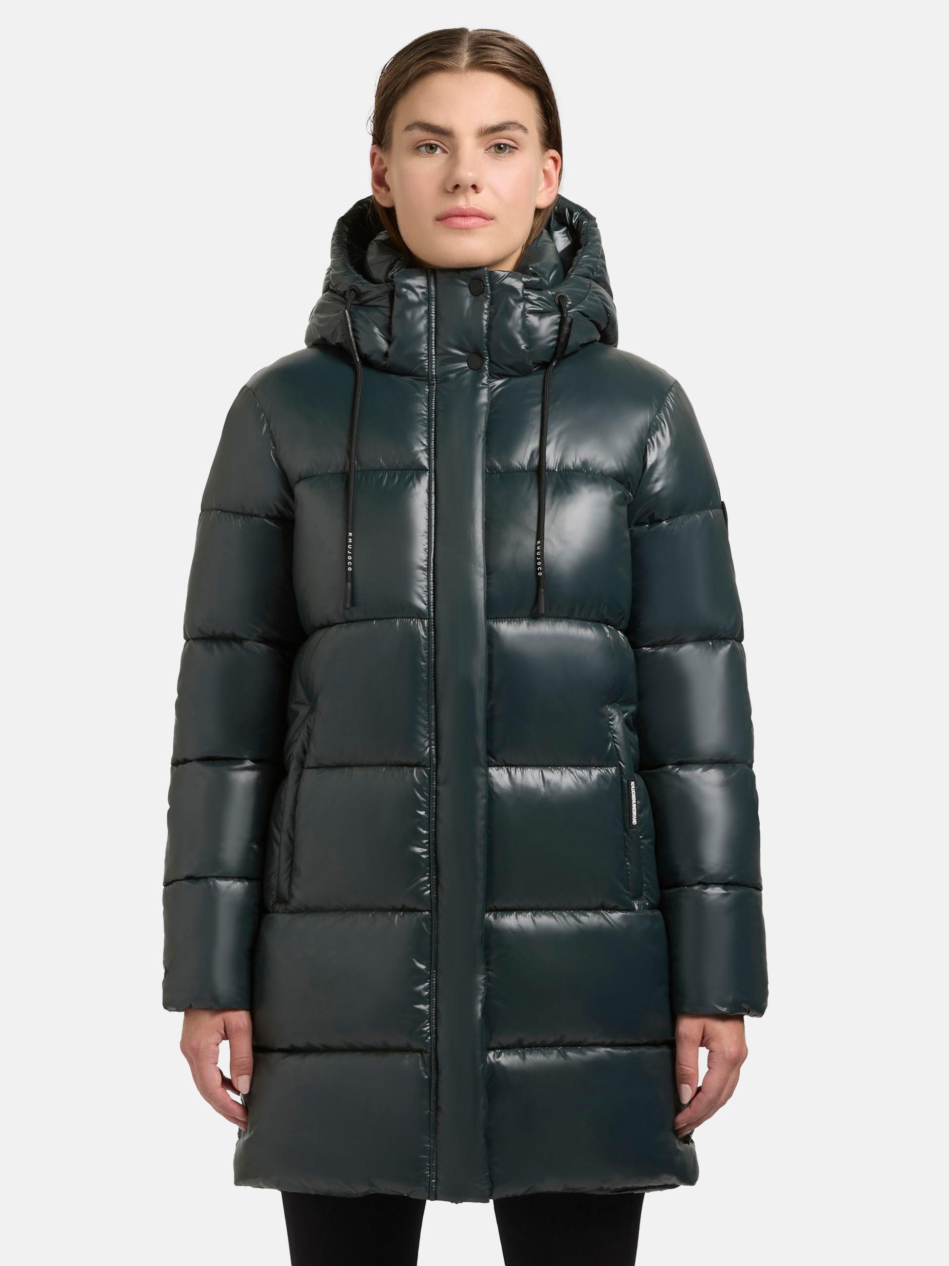 Warmer Winter Steppmantel Kurzmantel mit Kapuze "Jadet2-YM" Hydro Green
