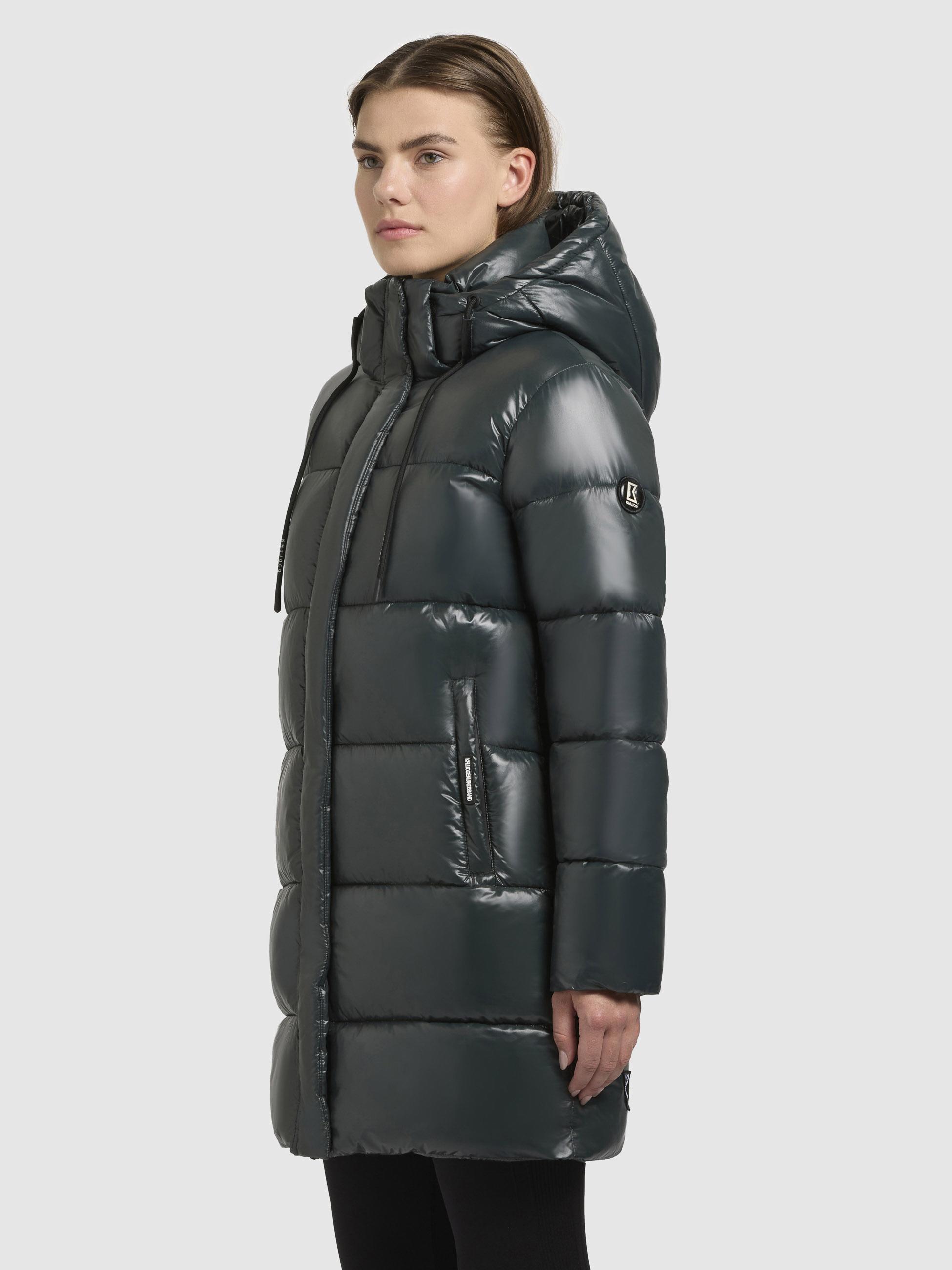 Warmer Winter Steppmantel Kurzmantel mit Kapuze "Jadet2-YM" Hydro Green