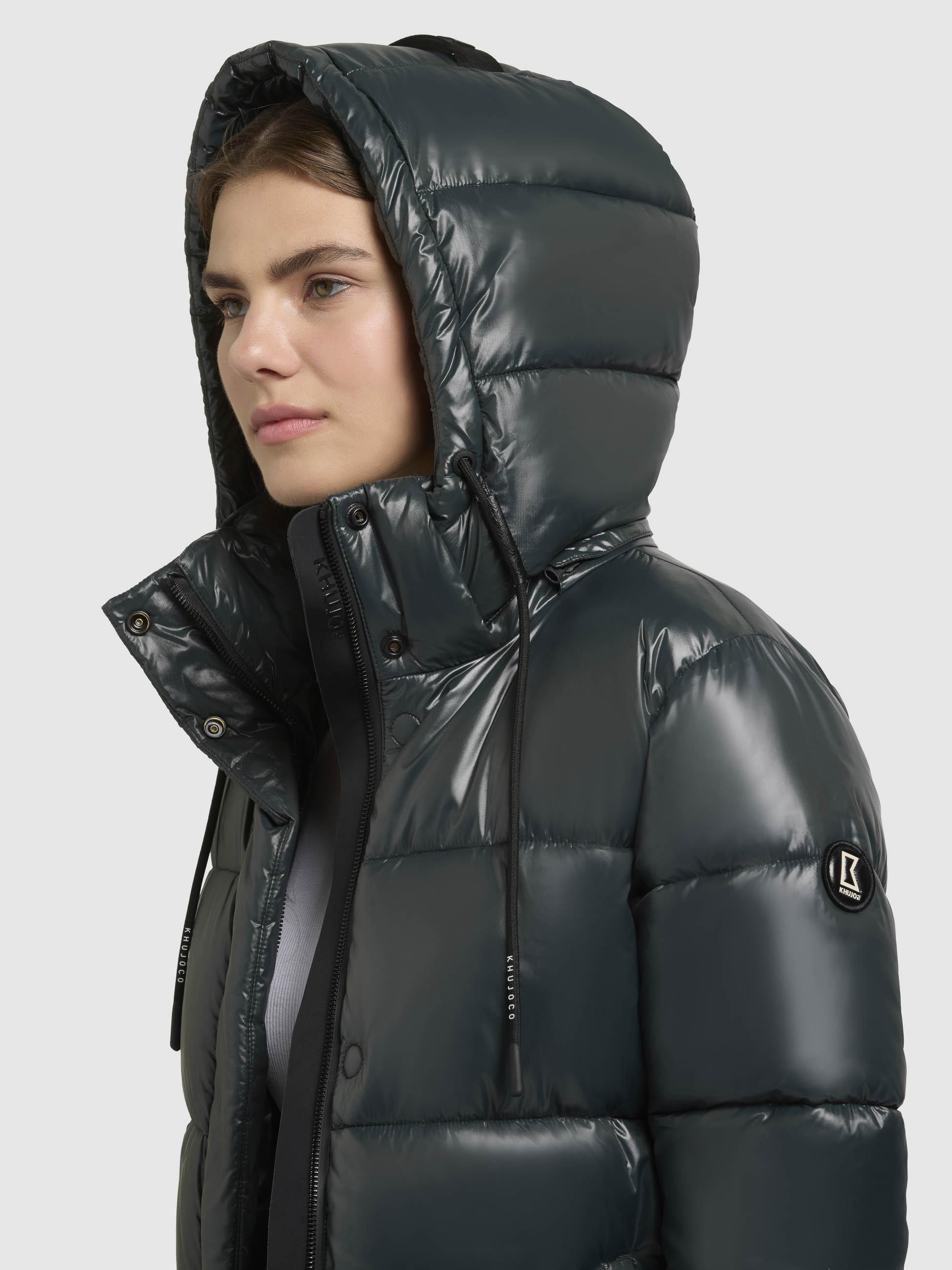 Warmer Winter Steppmantel Kurzmantel mit Kapuze "Jadet2-YM" Hydro Green