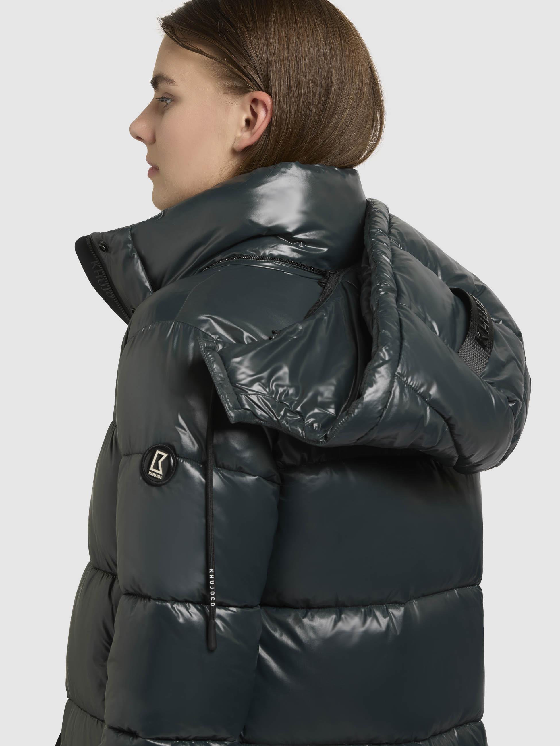 Warmer Winter Steppmantel Kurzmantel mit Kapuze "Jadet2-YM" Hydro Green
