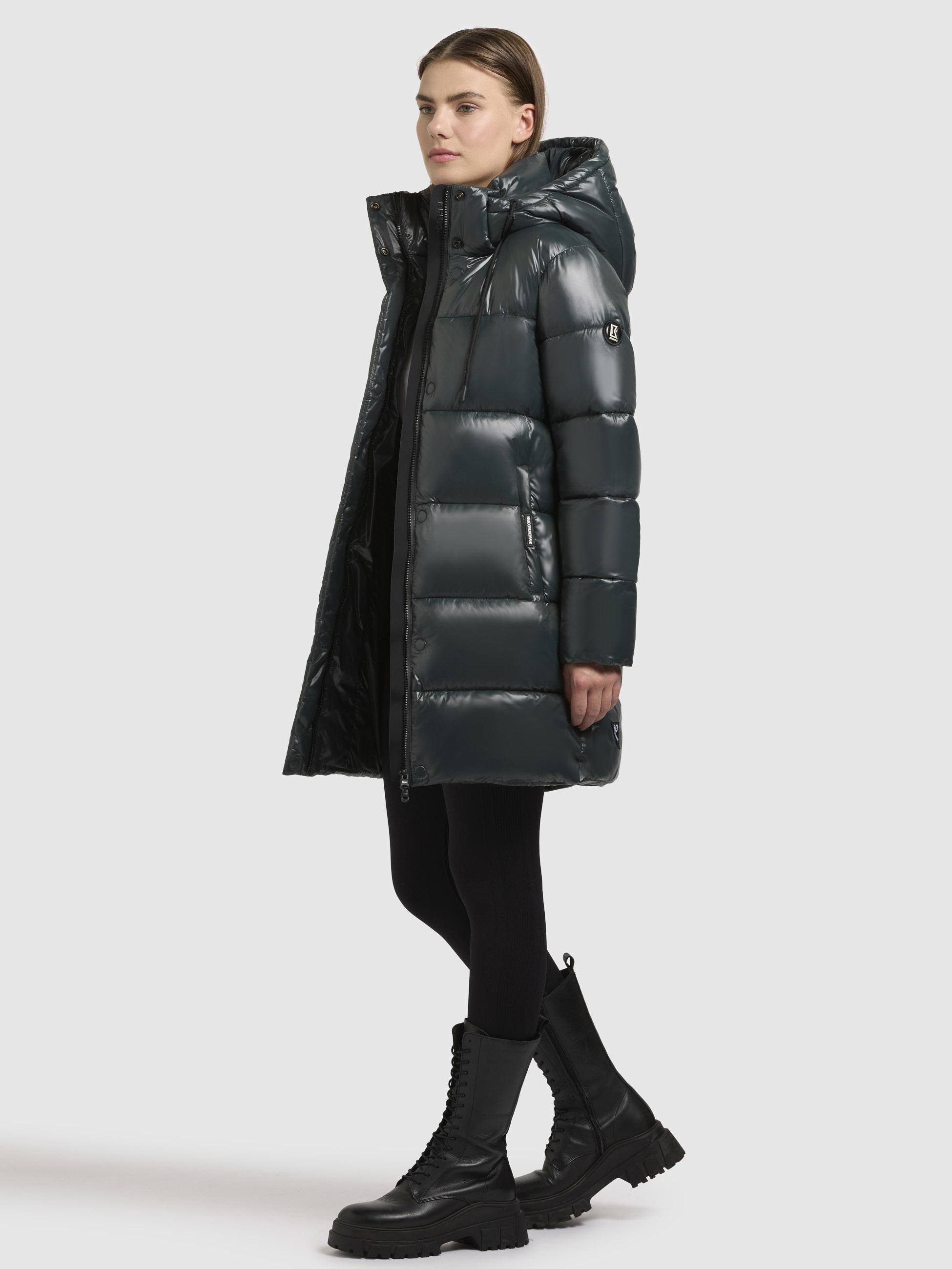 Warmer Winter Steppmantel Kurzmantel mit Kapuze "Jadet2-YM" Hydro Green