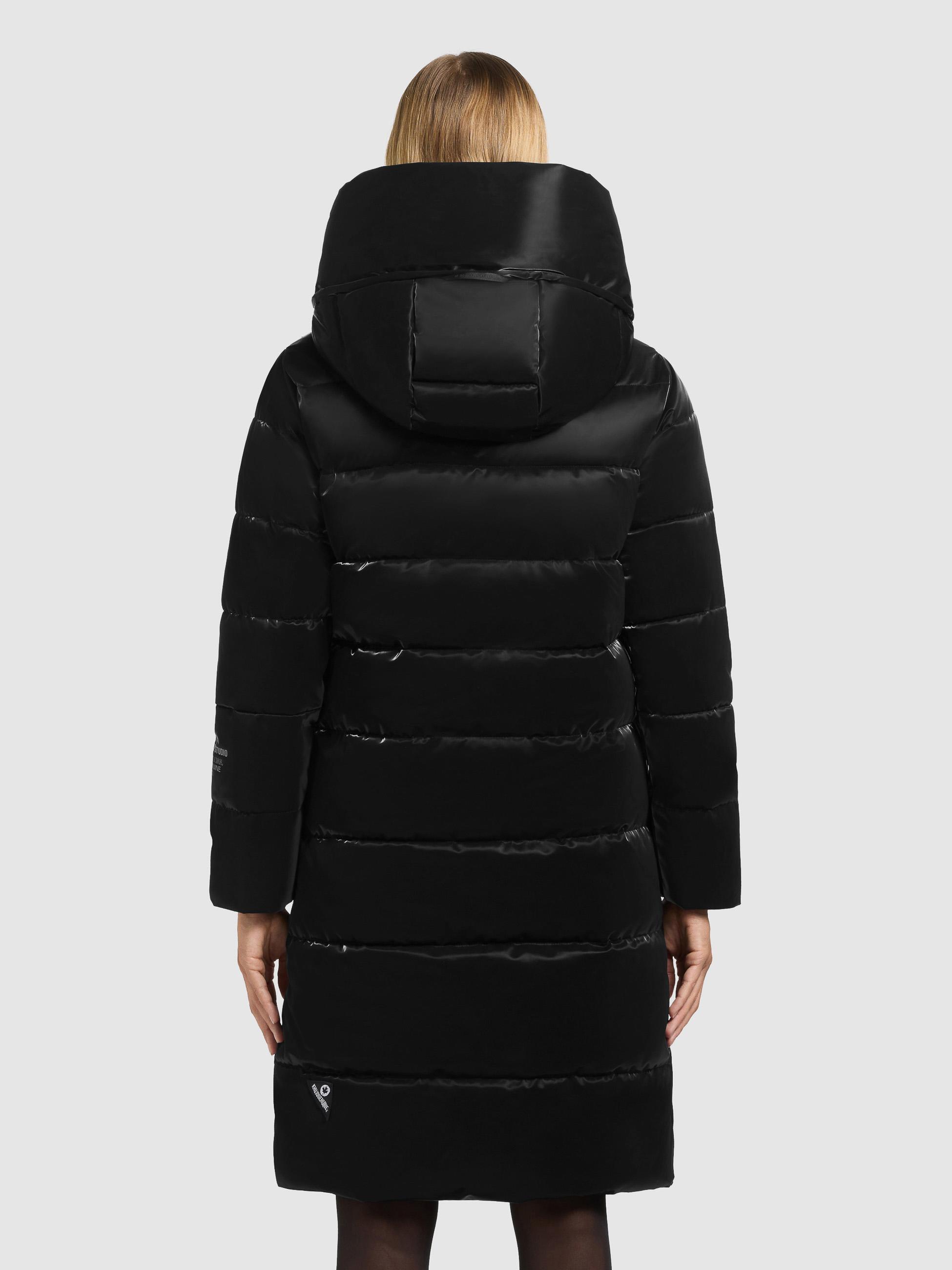 Warmer Wintermantel aus glänzendem "Jilias6 Shiny" Black
