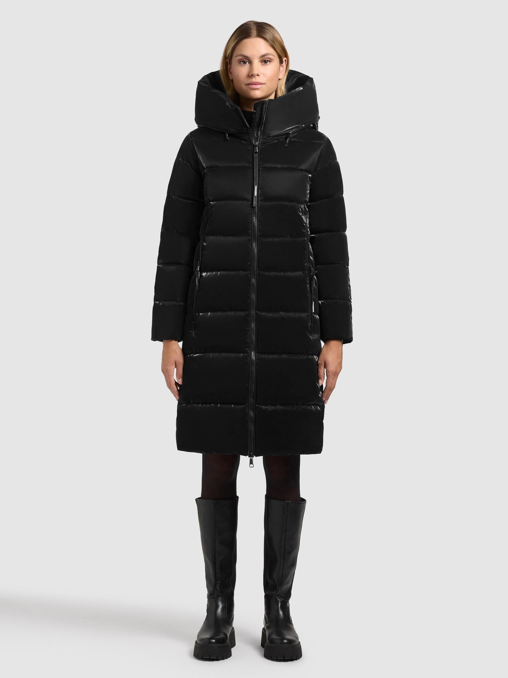 Warmer Wintermantel aus glänzendem "Jilias6 Shiny" Black