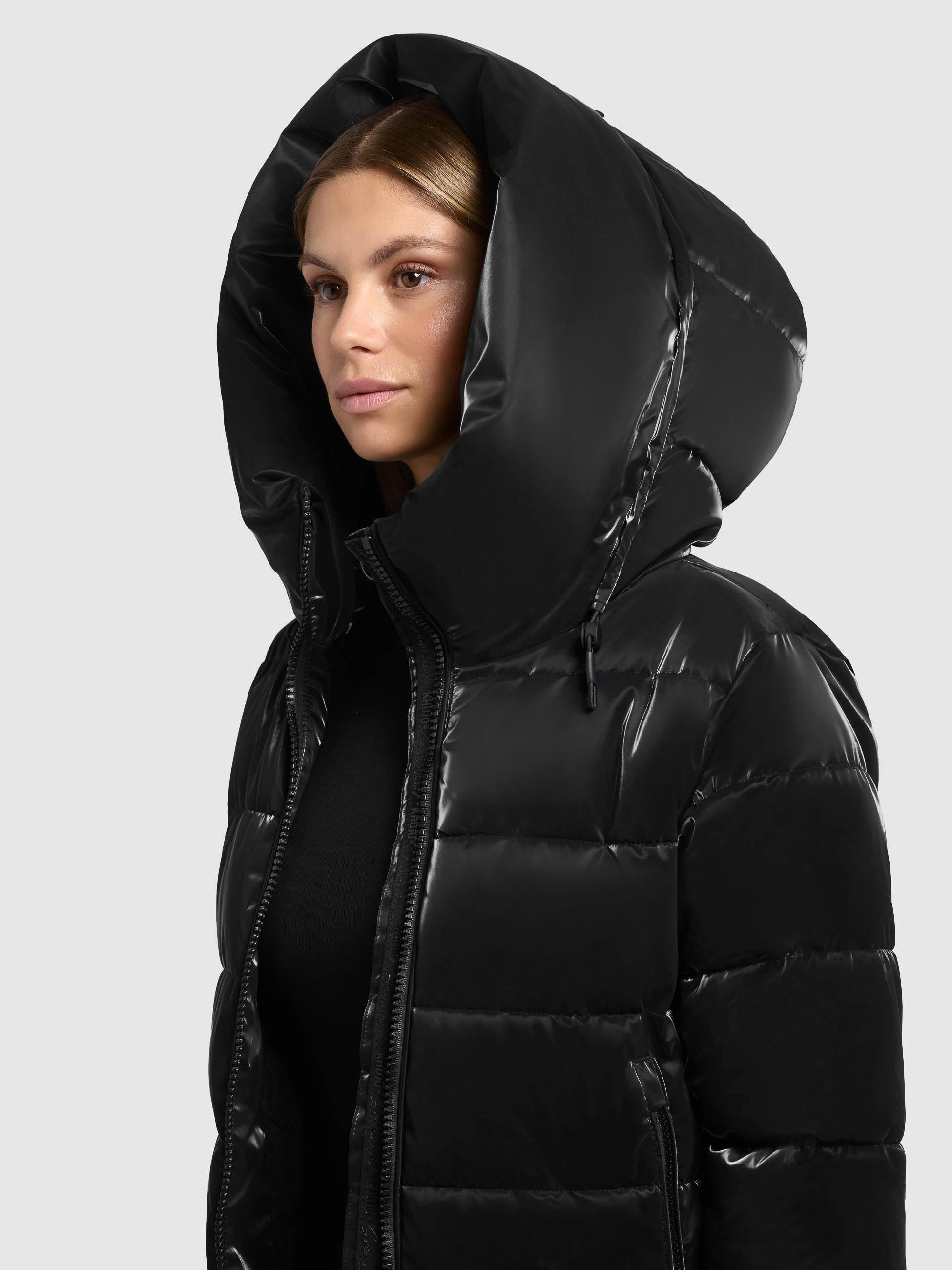 Warmer Wintermantel aus glänzendem "Jilias6 Shiny" Black