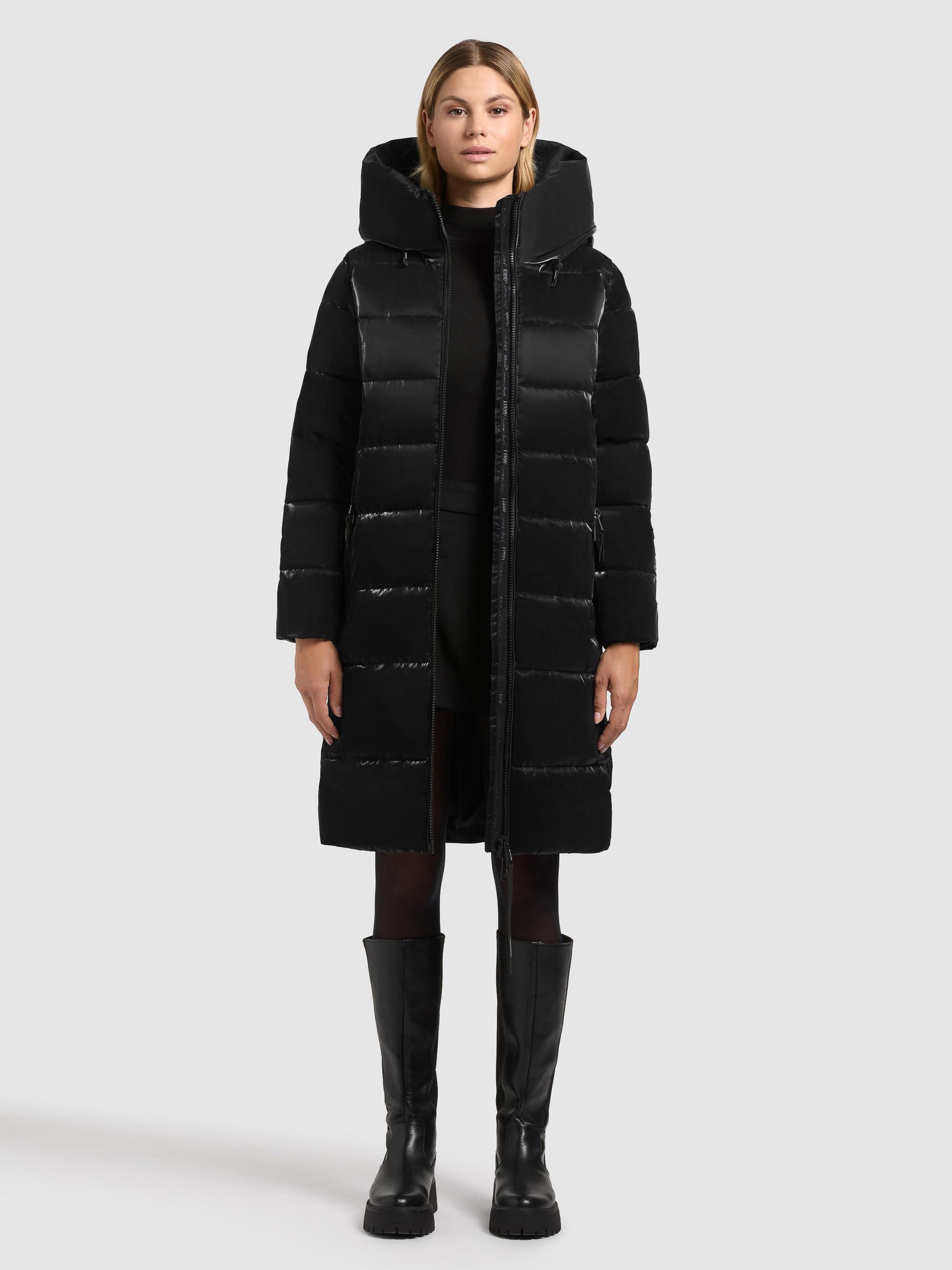 Warmer Wintermantel aus glänzendem "Jilias6 Shiny" Black
