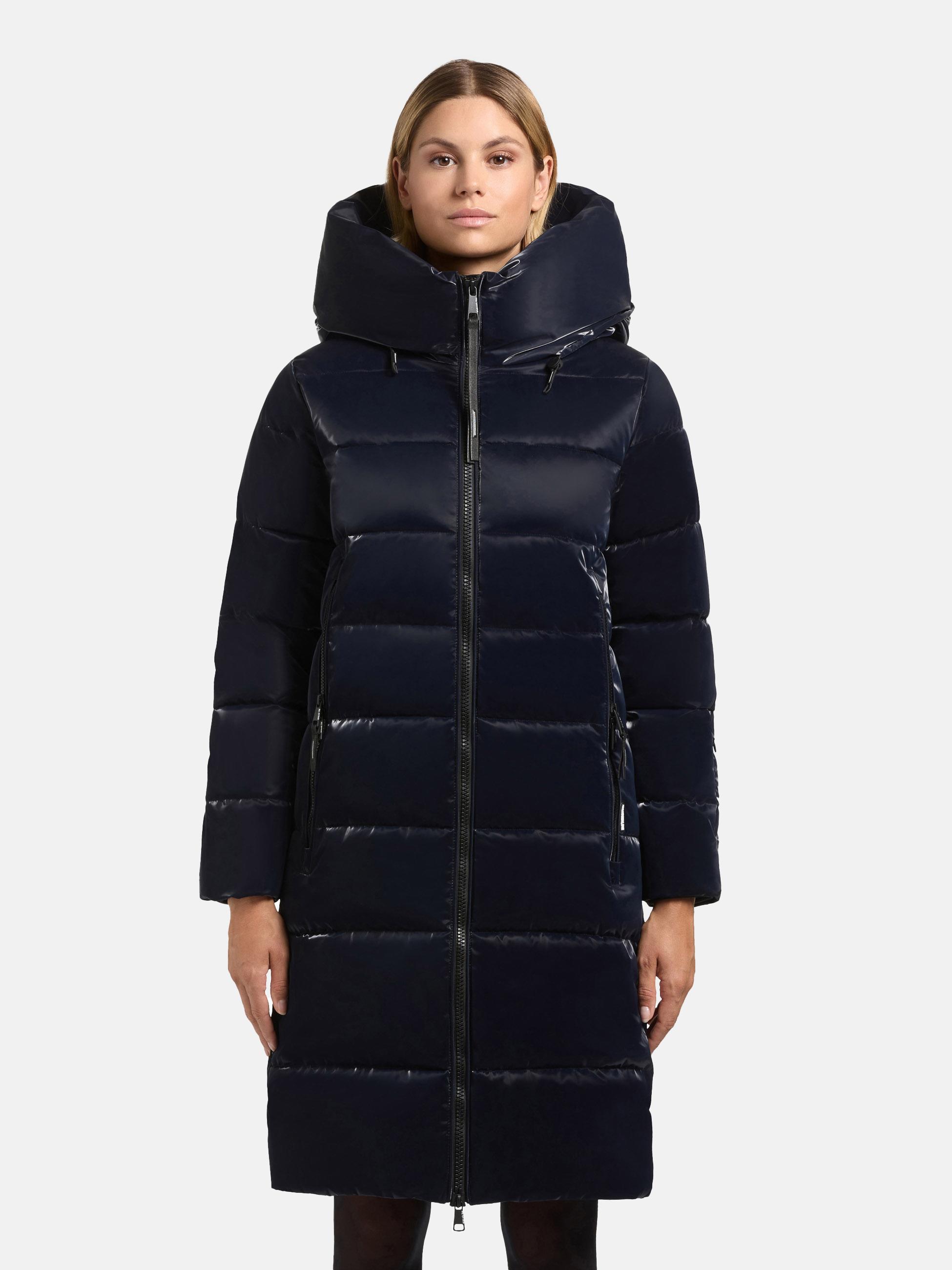 Warmer Wintermantel aus glänzendem "Jilias6 Shiny" Midnight Blue