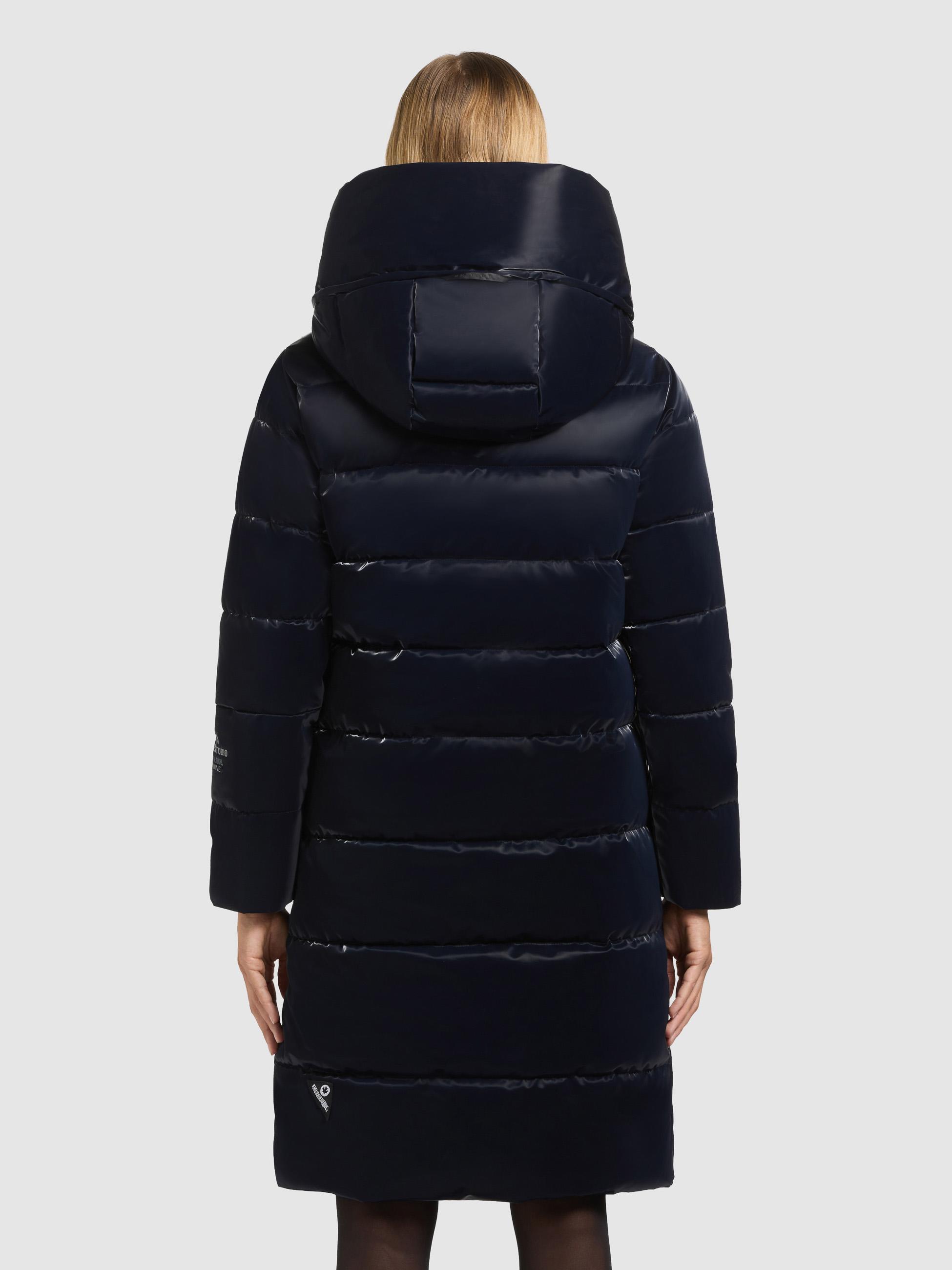 Warmer Wintermantel aus glänzendem "Jilias6 Shiny" Midnight Blue