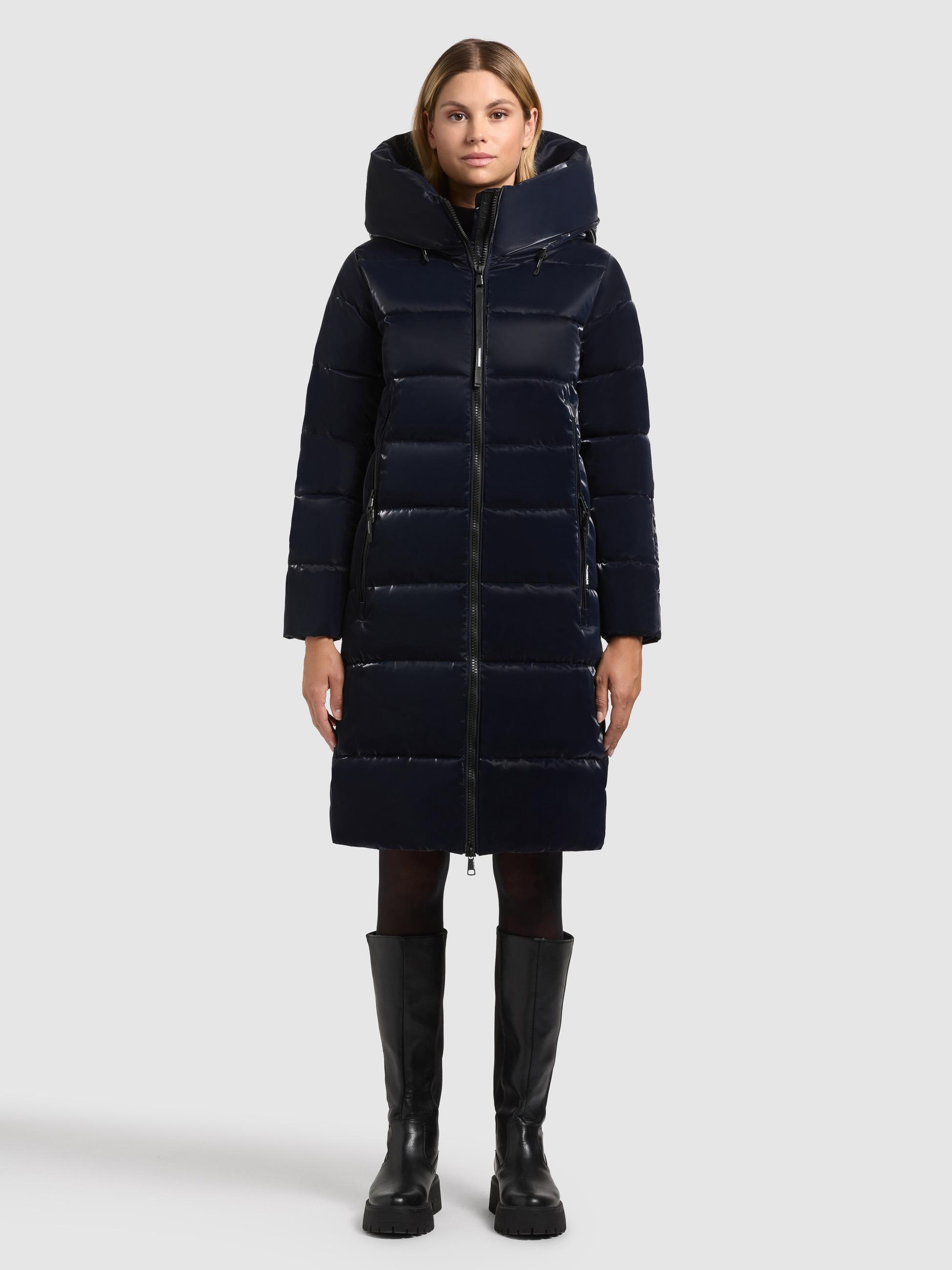Warmer Wintermantel aus glänzendem "Jilias6 Shiny" Midnight Blue