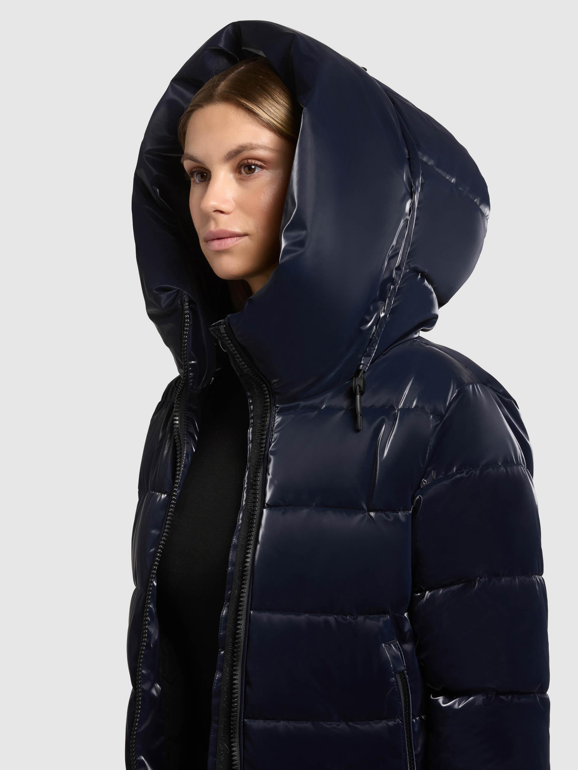 Warmer Wintermantel aus glänzendem "Jilias6 Shiny" Midnight Blue