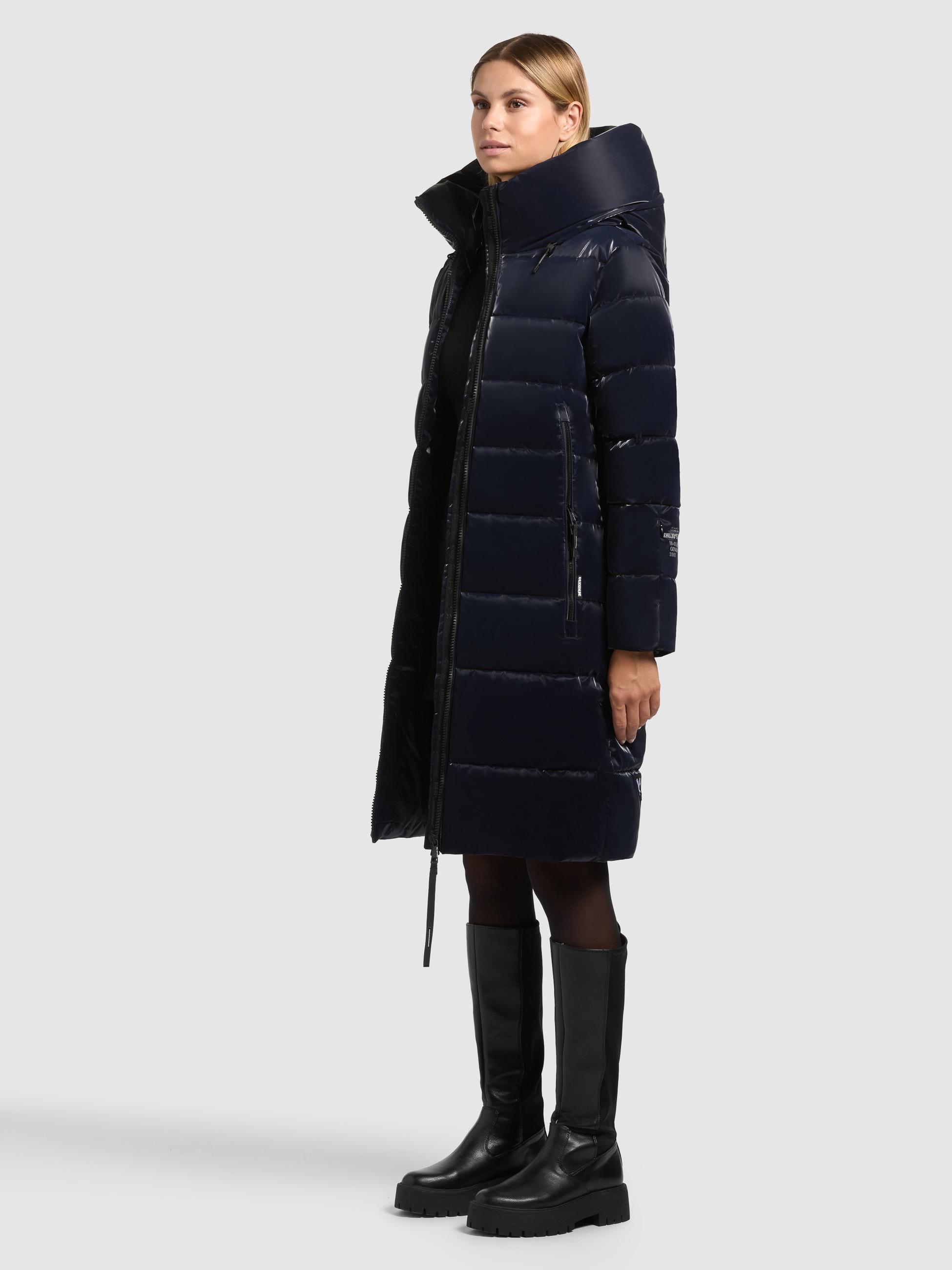 Warmer Wintermantel aus glänzendem "Jilias6 Shiny" Midnight Blue