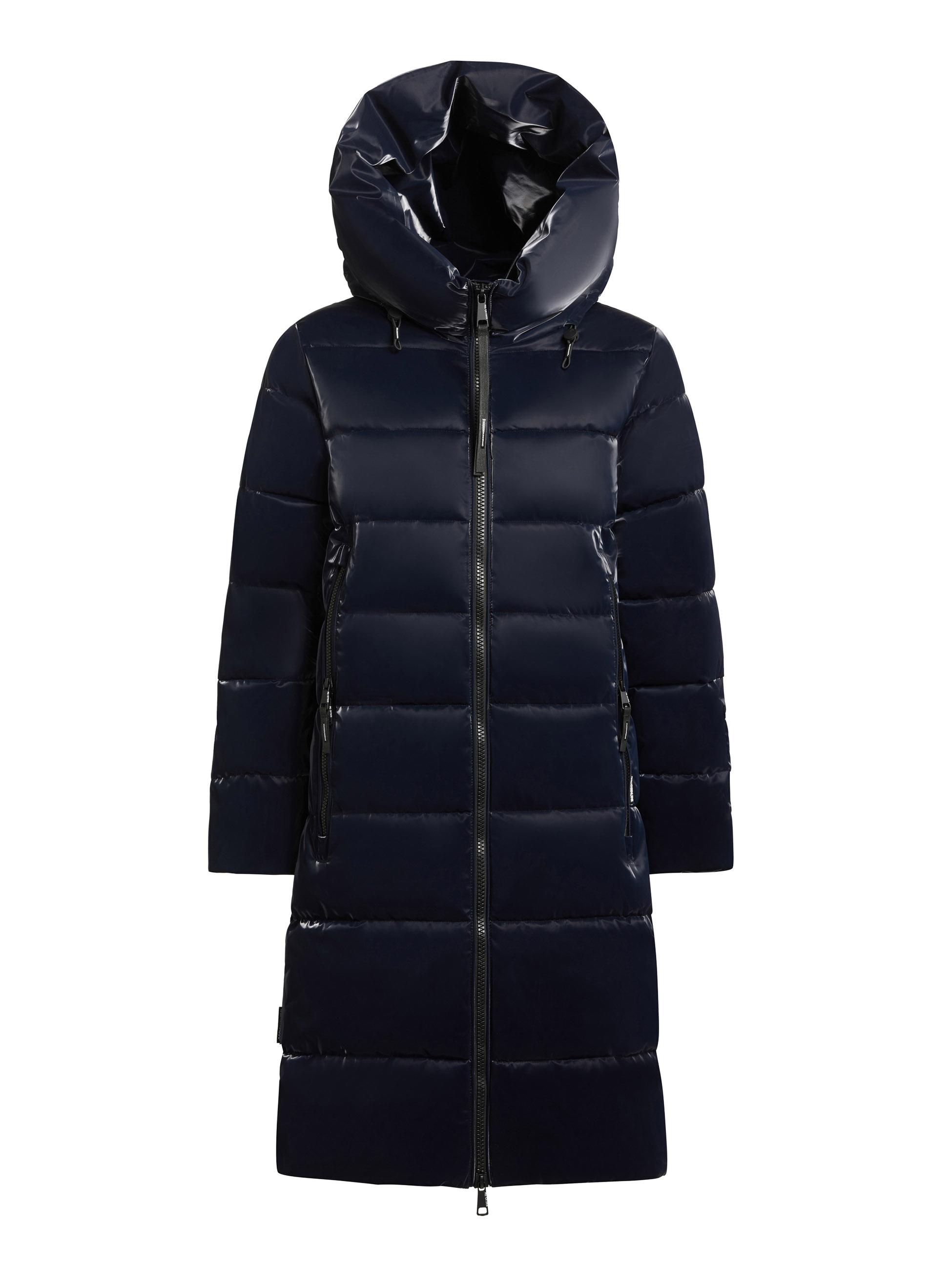 Warmer Wintermantel aus glänzendem "Jilias6 Shiny" Midnight Blue