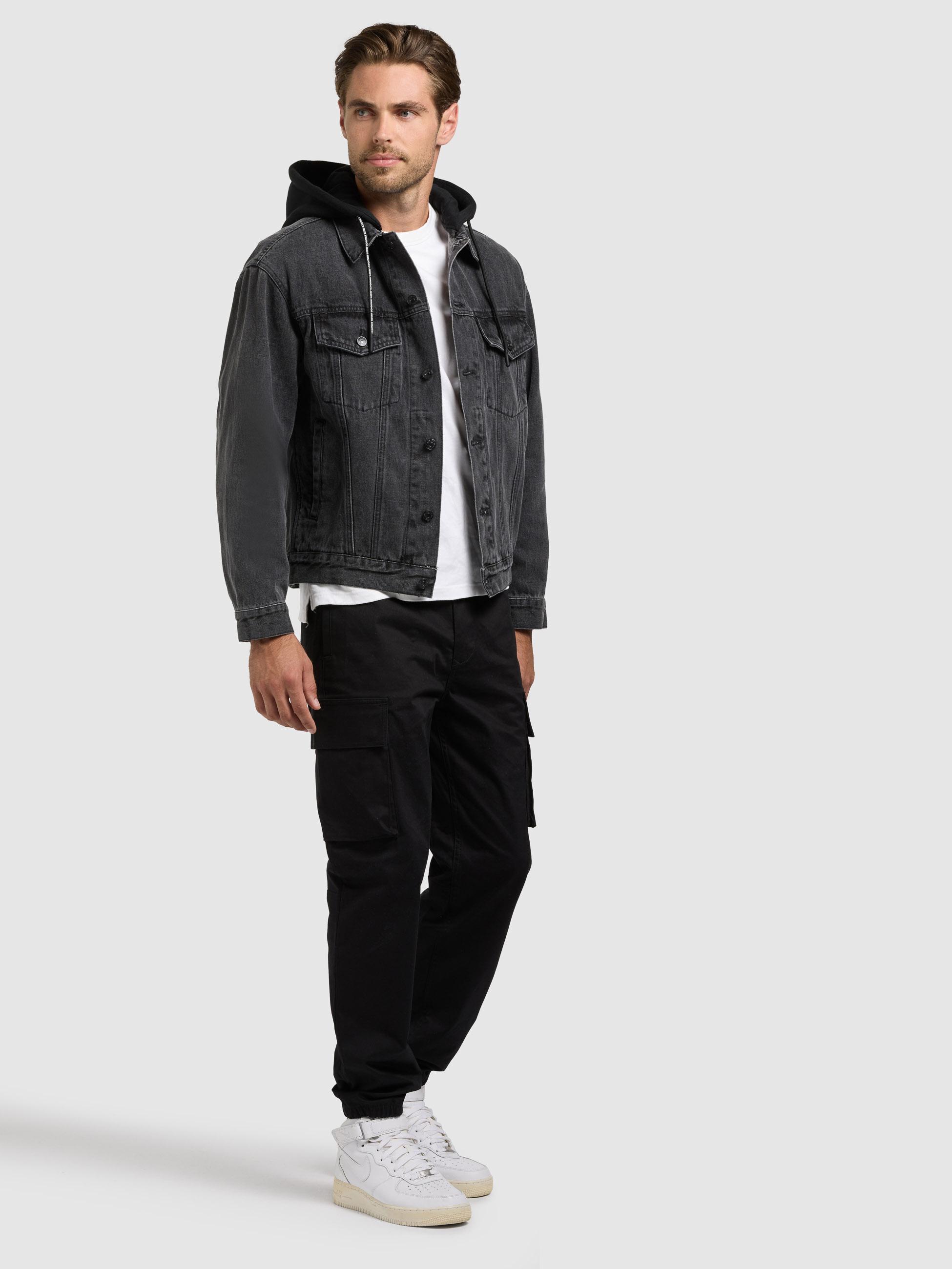 Jeansjacke mit abnehmbarer Sweat-Kapuze "Jokin" Black