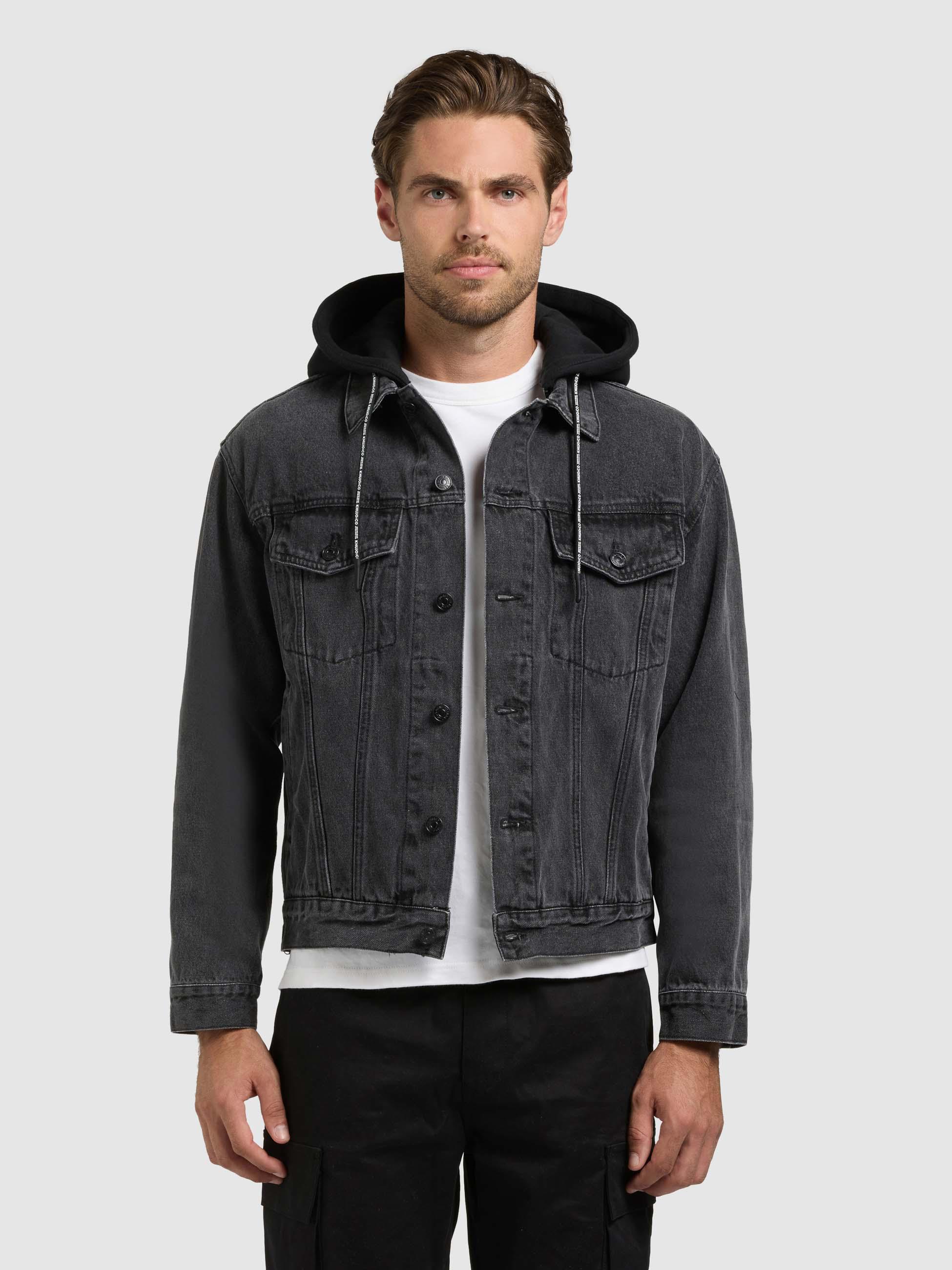 Jeansjacke mit abnehmbarer Sweat-Kapuze "Jokin" Black