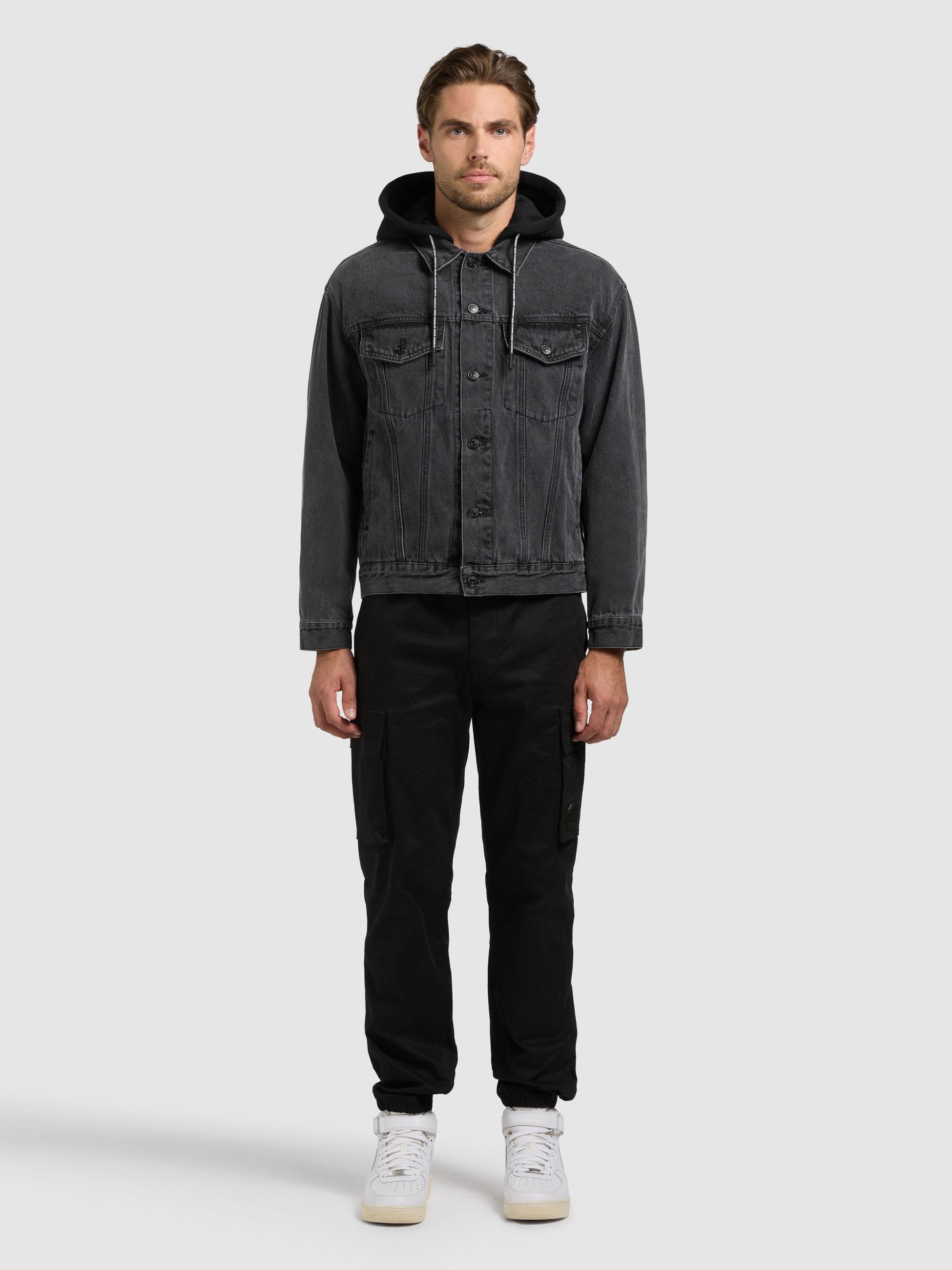 Jeansjacke mit abnehmbarer Sweat-Kapuze "Jokin" Black
