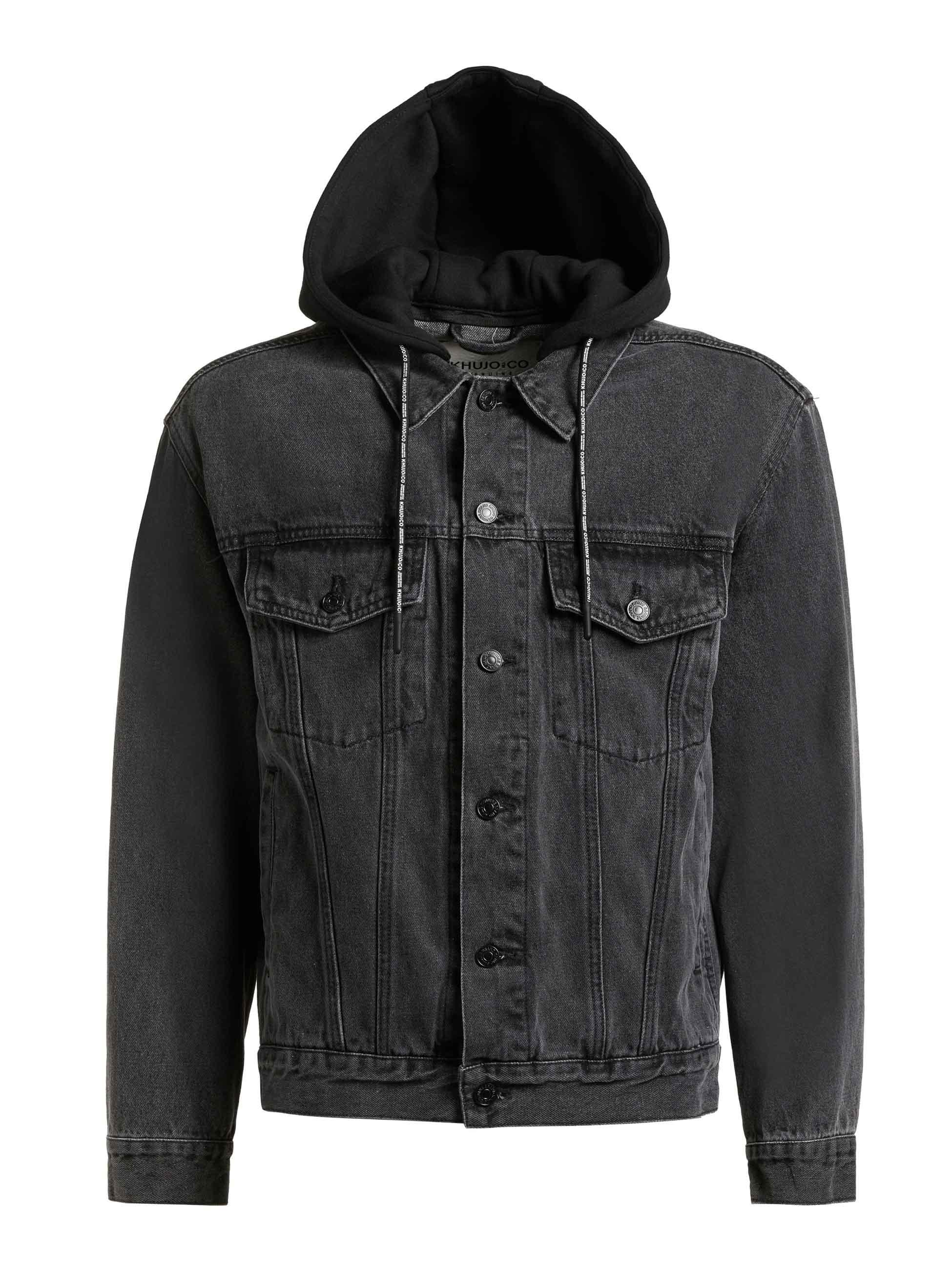 Jeansjacke mit abnehmbarer Sweat-Kapuze "Jokin" Black