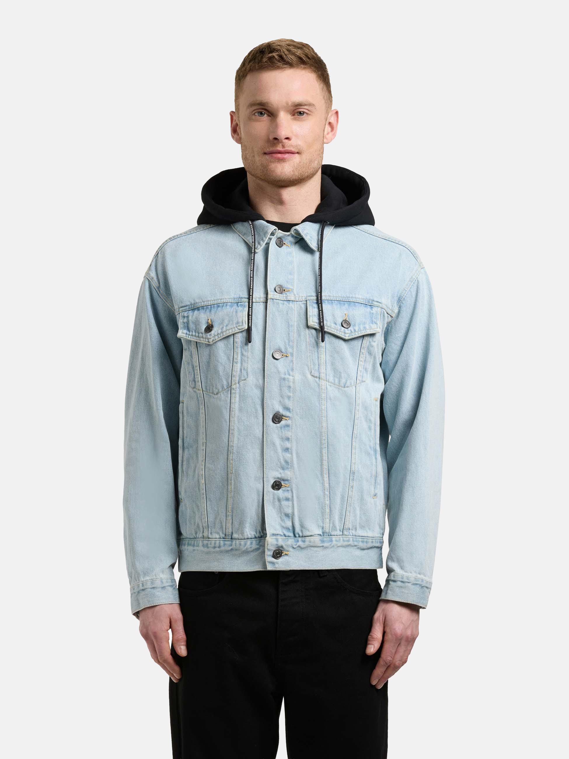 Jeansjacke mit abnehmbarer Sweat-Kapuze "Jokin" Light Blue