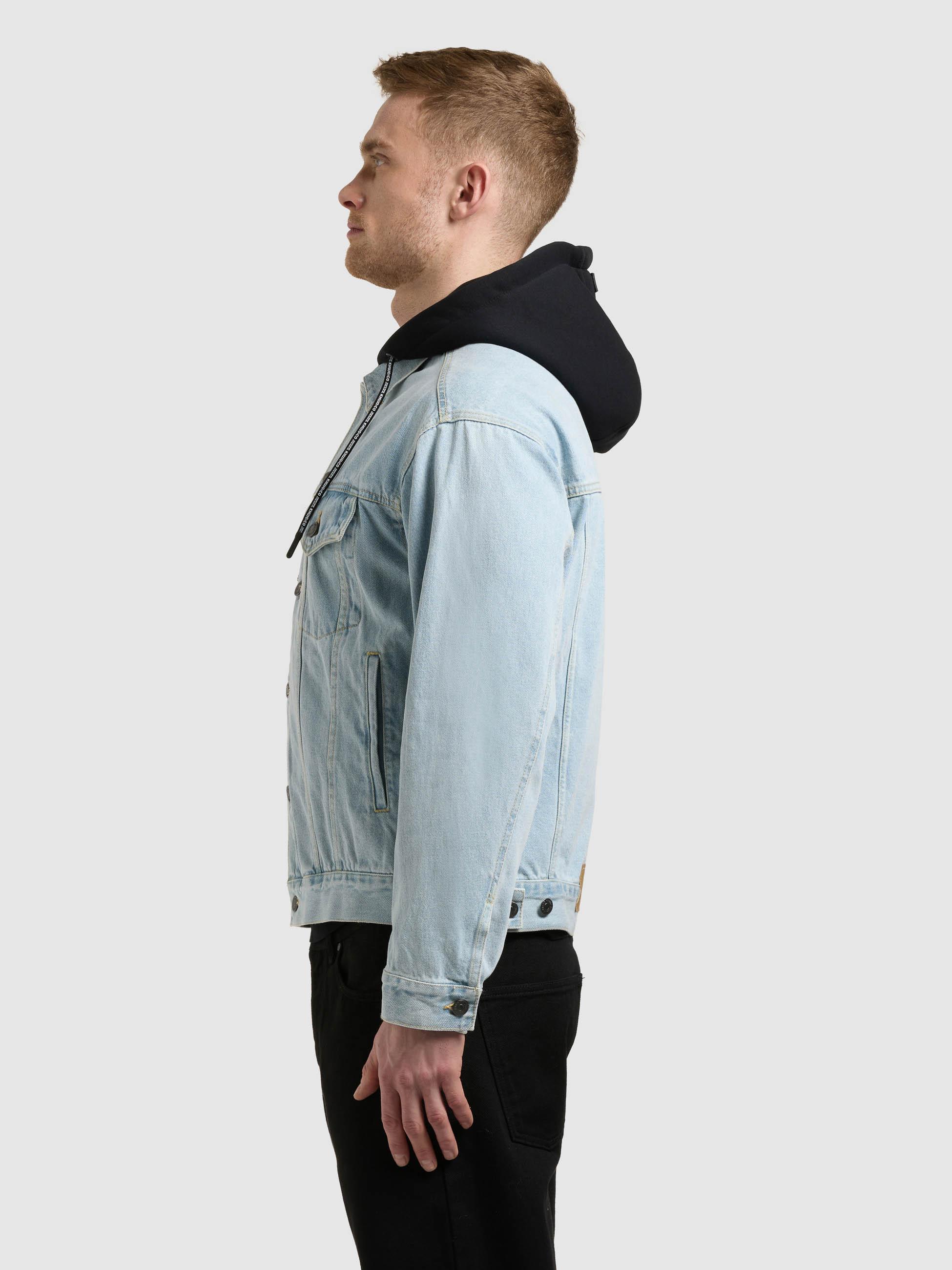 Jeansjacke mit abnehmbarer Sweat-Kapuze "Jokin" Light Blue