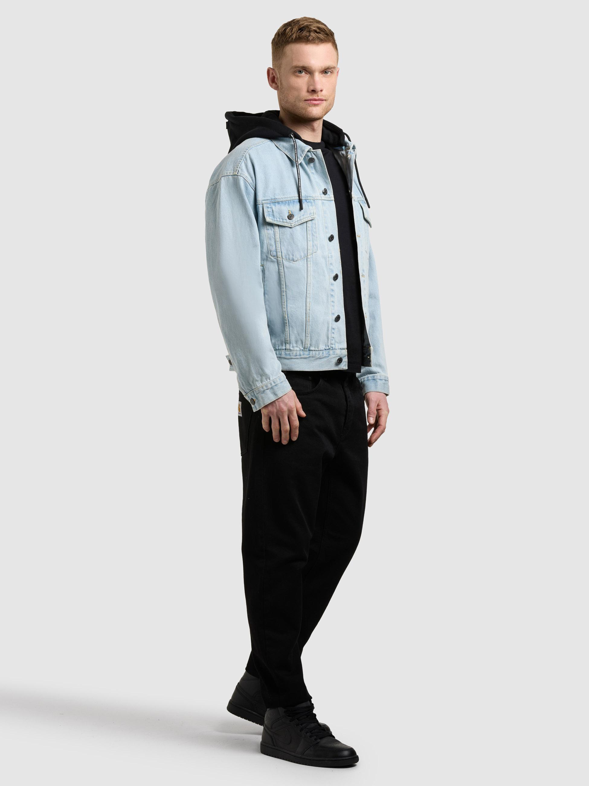 Jeansjacke mit abnehmbarer Sweat-Kapuze "Jokin" Light Blue