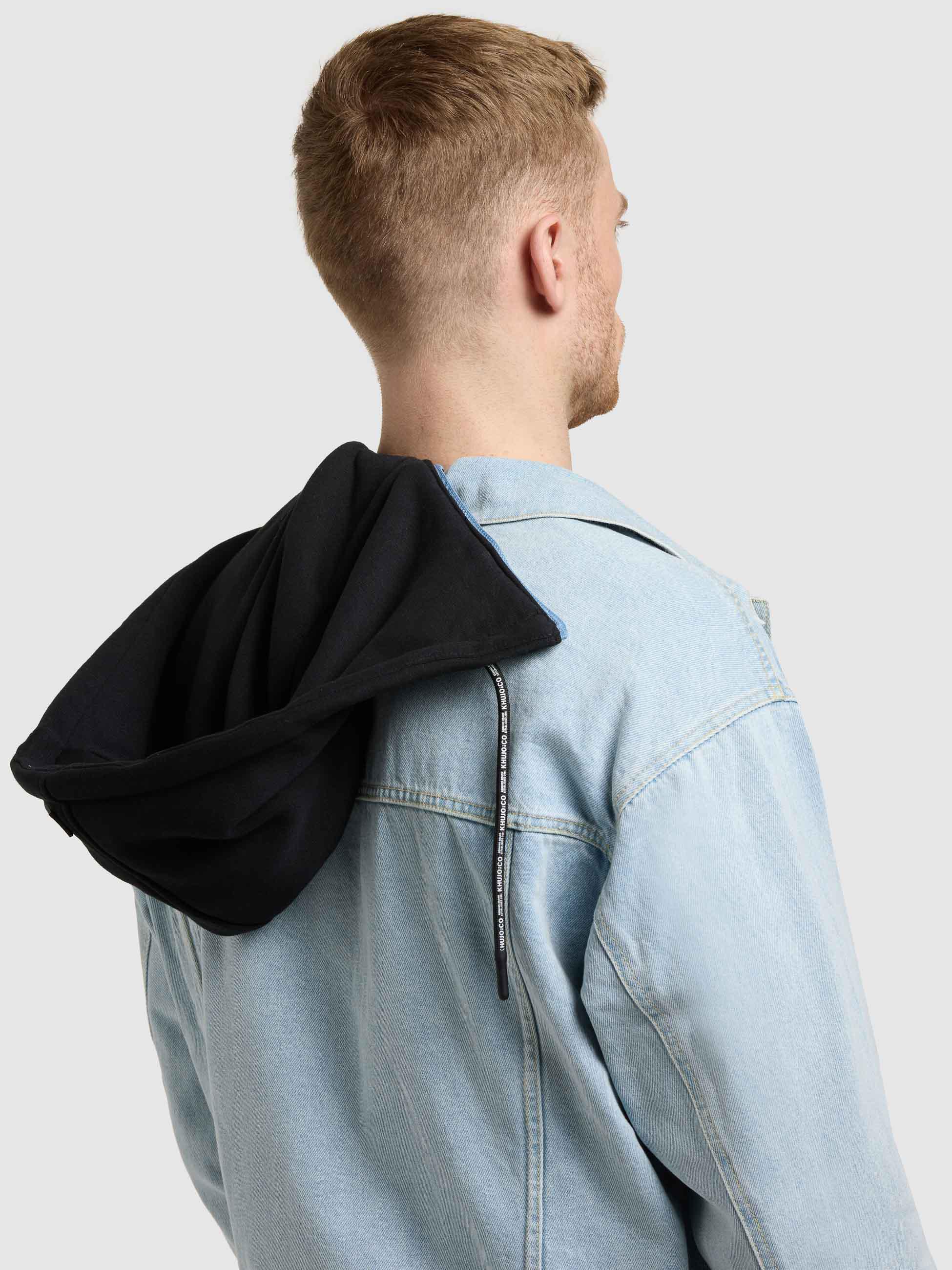 Jeansjacke mit abnehmbarer Sweat-Kapuze "Jokin" Light Blue