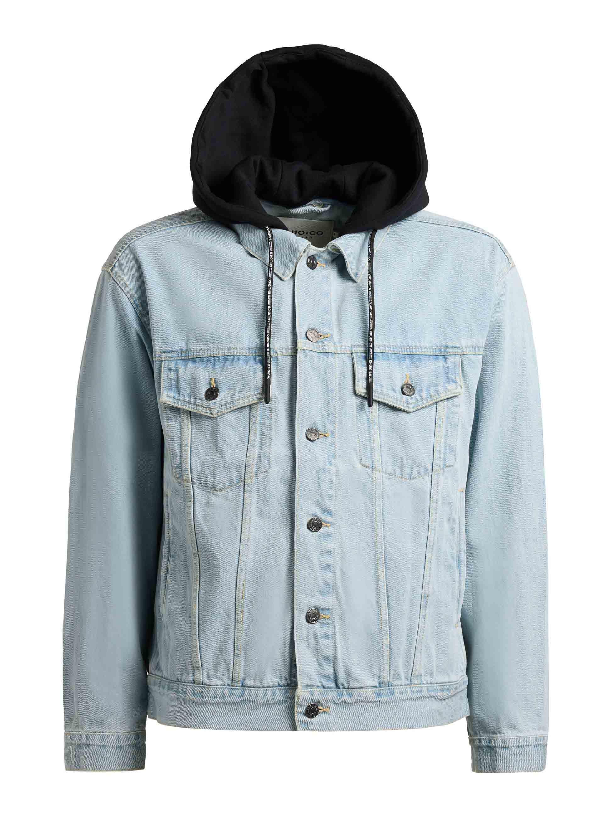 Jeansjacke mit abnehmbarer Sweat-Kapuze "Jokin" Light Blue