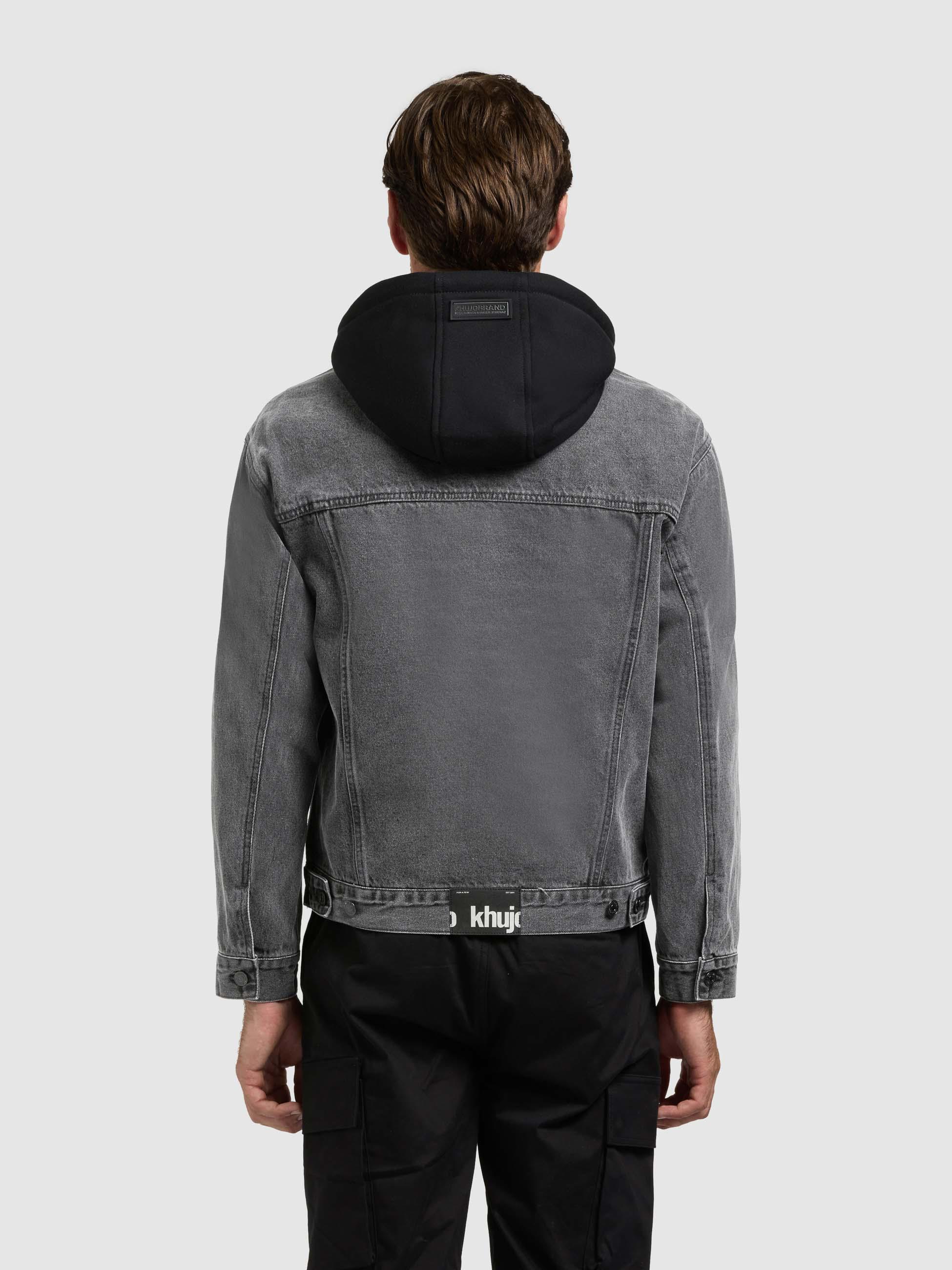 Jeansjacke mit abnehmbarer Sweat-Kapuze "Jokin" Light Grey