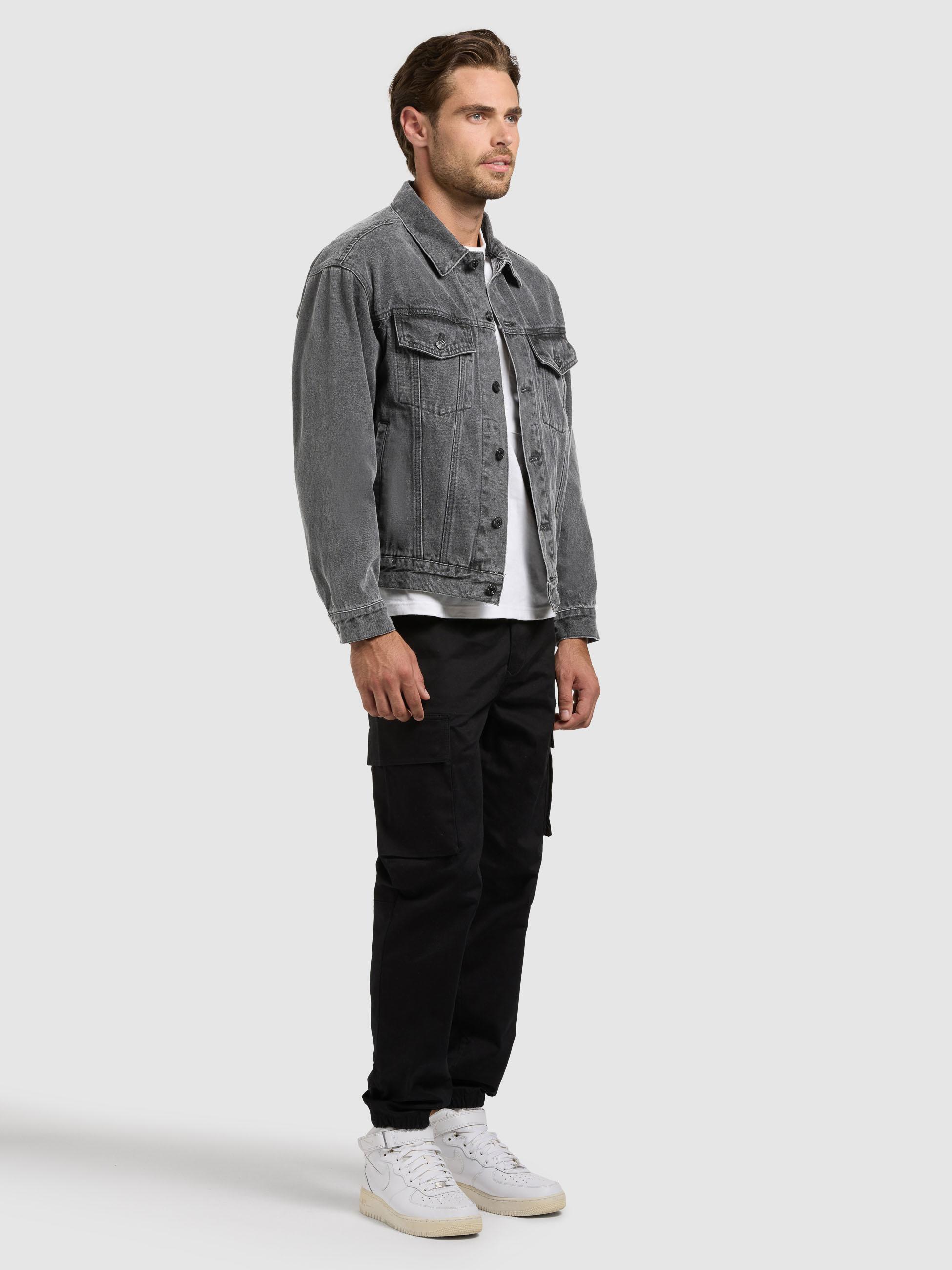 Jeansjacke mit abnehmbarer Sweat-Kapuze "Jokin" Light Grey