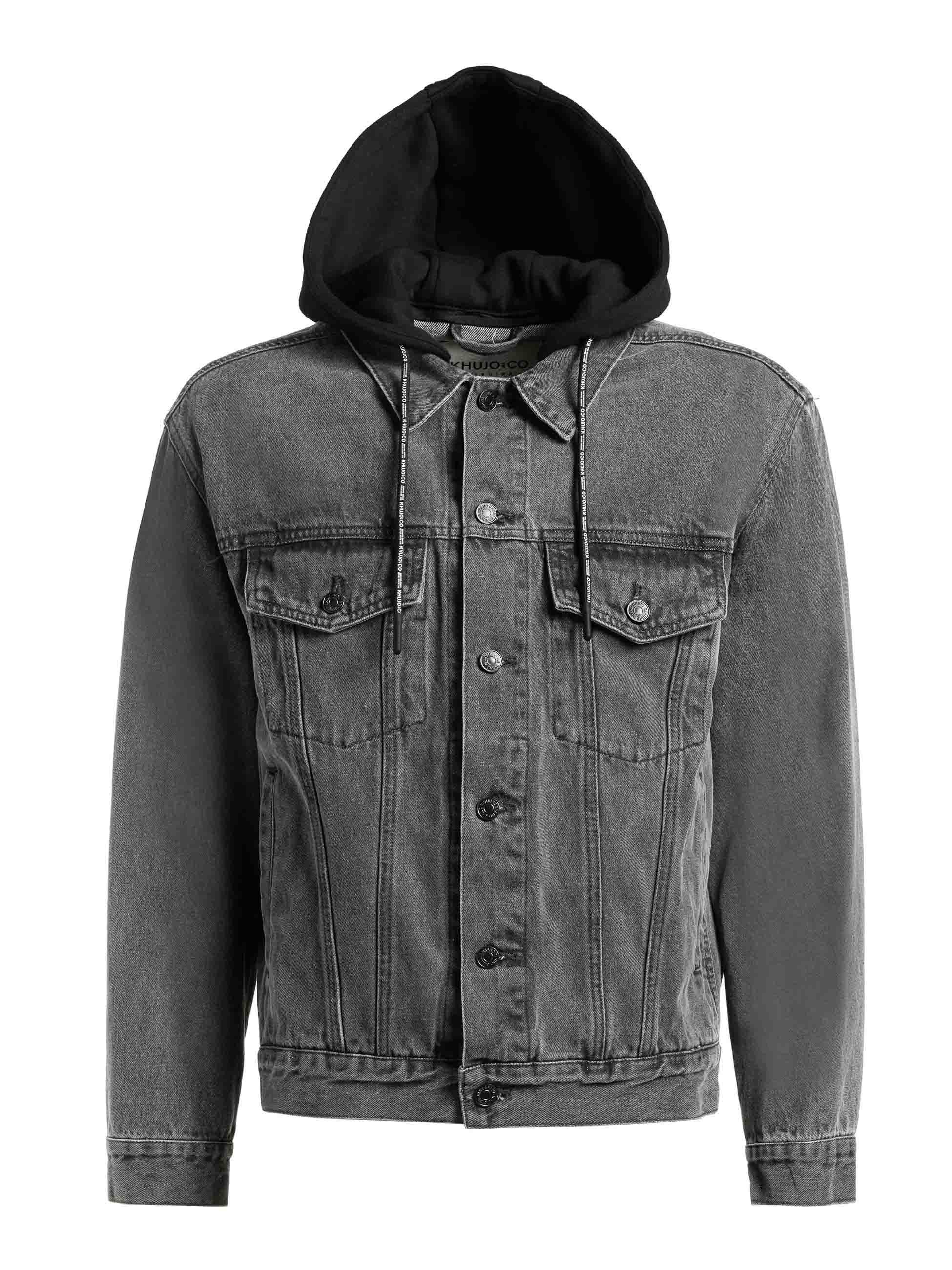 Jeansjacke mit abnehmbarer Sweat-Kapuze "Jokin" Light Grey