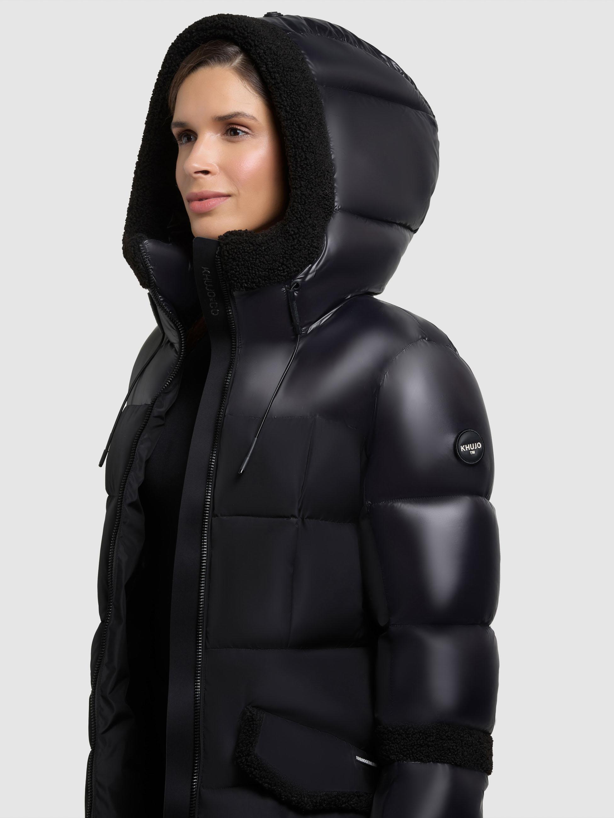 Wintermantel mit Plüschelementen "Julita2" Black